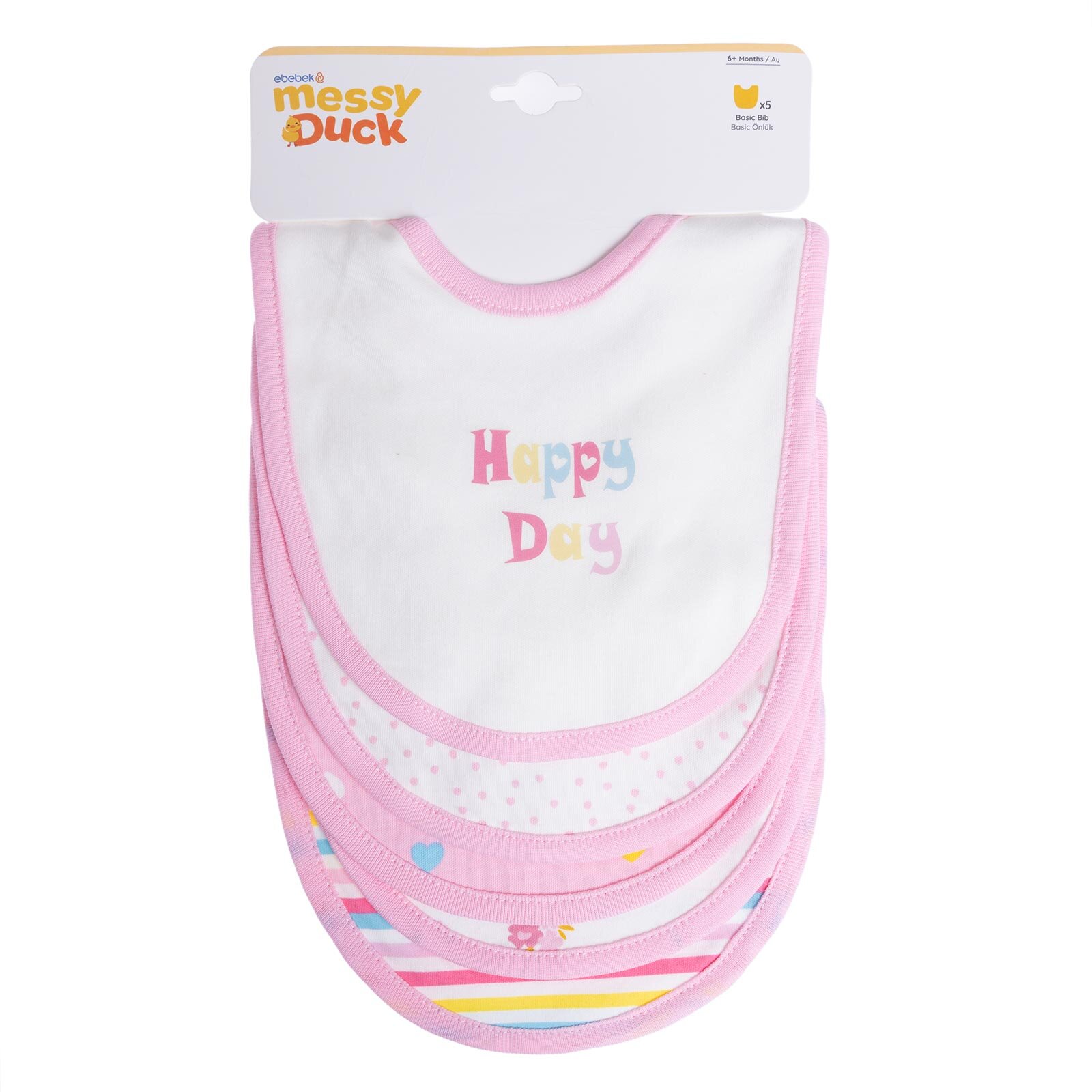 Baskılı Penye Mama Önlük 5'li - Happy Day