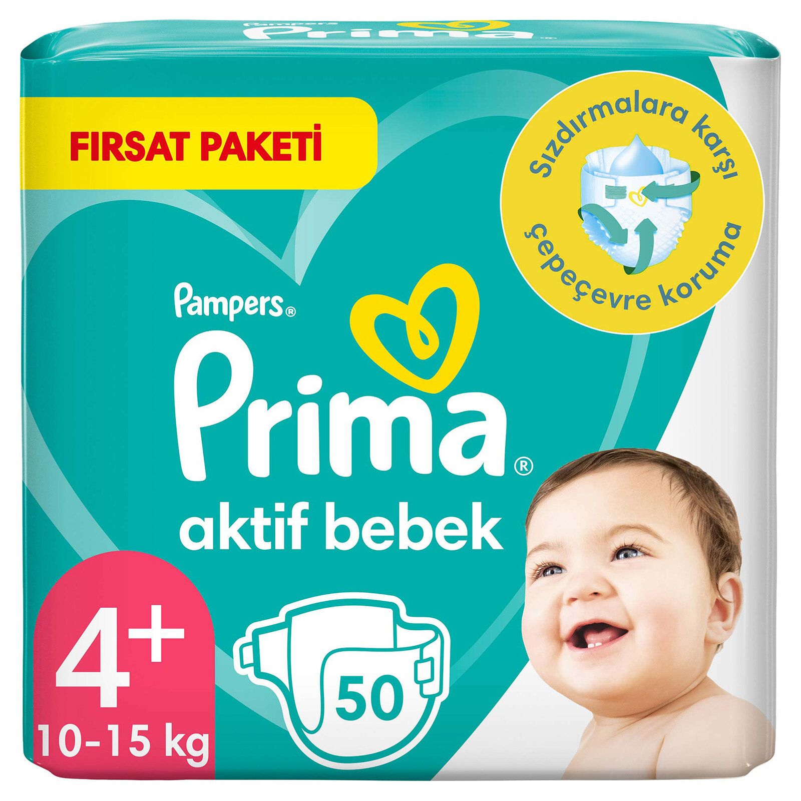 Bebek Bezi Aktif Bebek 4+ Beden Maxi Plus Fırsat Paketi 10-15 kg 50 Adet