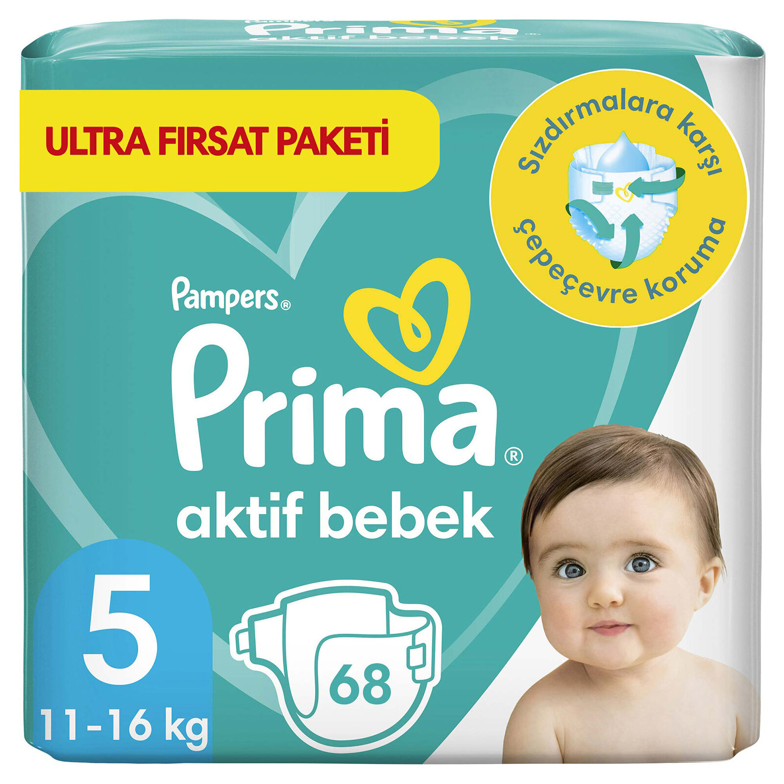 Bebek Bezi Aktif Bebek 5 Beden Junior Ultra Fırsat Paketi 11-16 kg 68 Adet