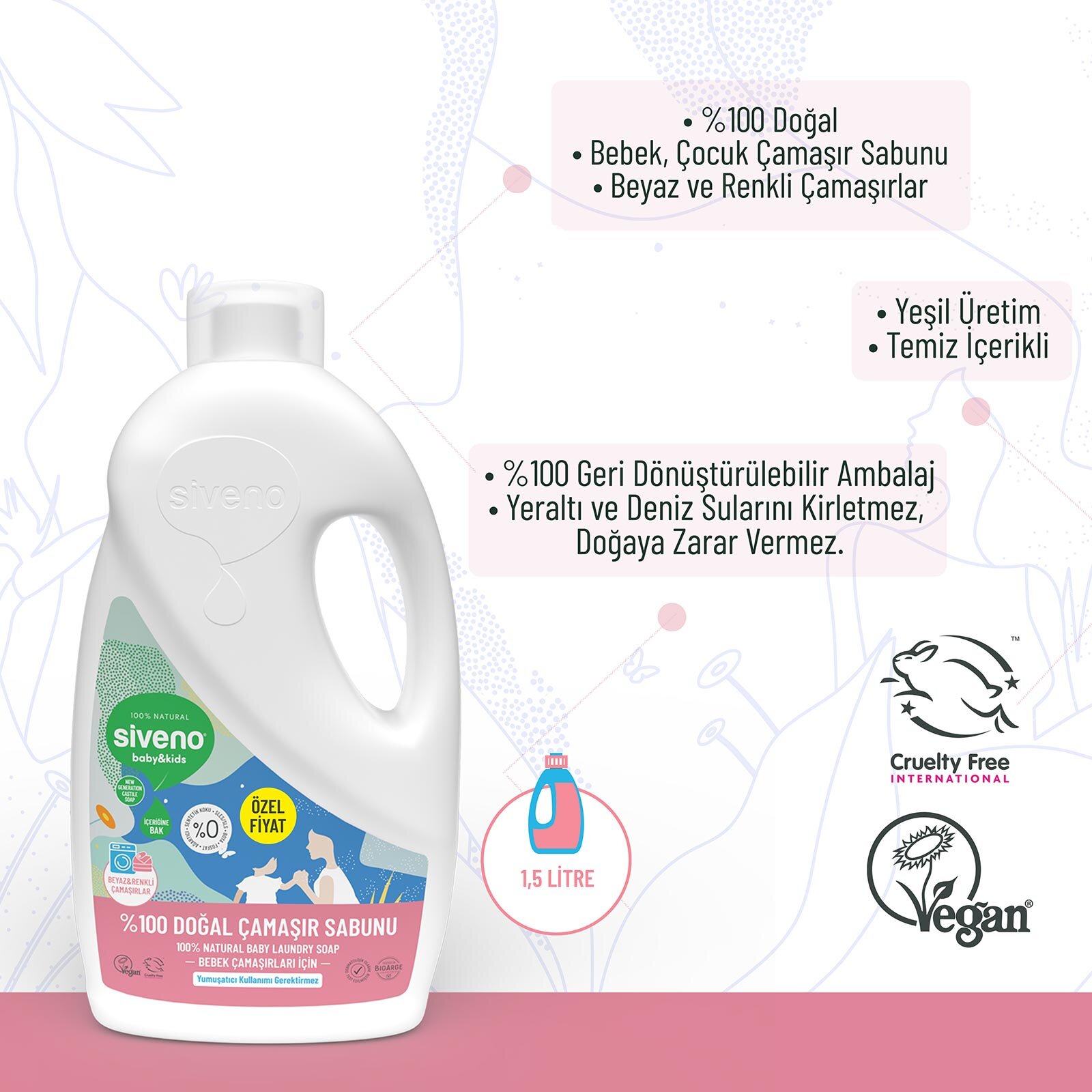 Bebek Doğal Çamaşır Sabunu 1500 ml