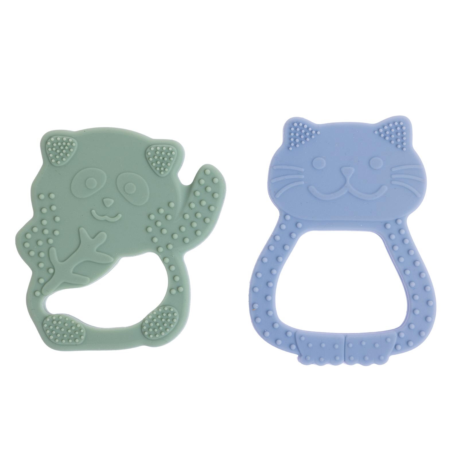 Besties Silikon Diş Kaşıyıcı Buz Mavisi Kedi & Yeşil Panda