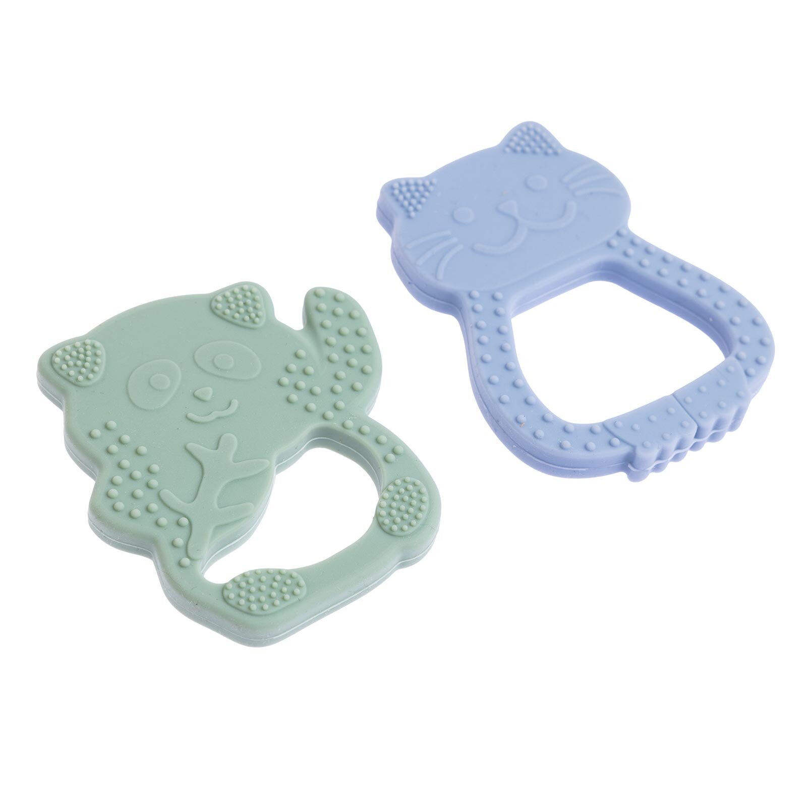 Besties Silikon Diş Kaşıyıcı Buz Mavisi Kedi & Yeşil Panda