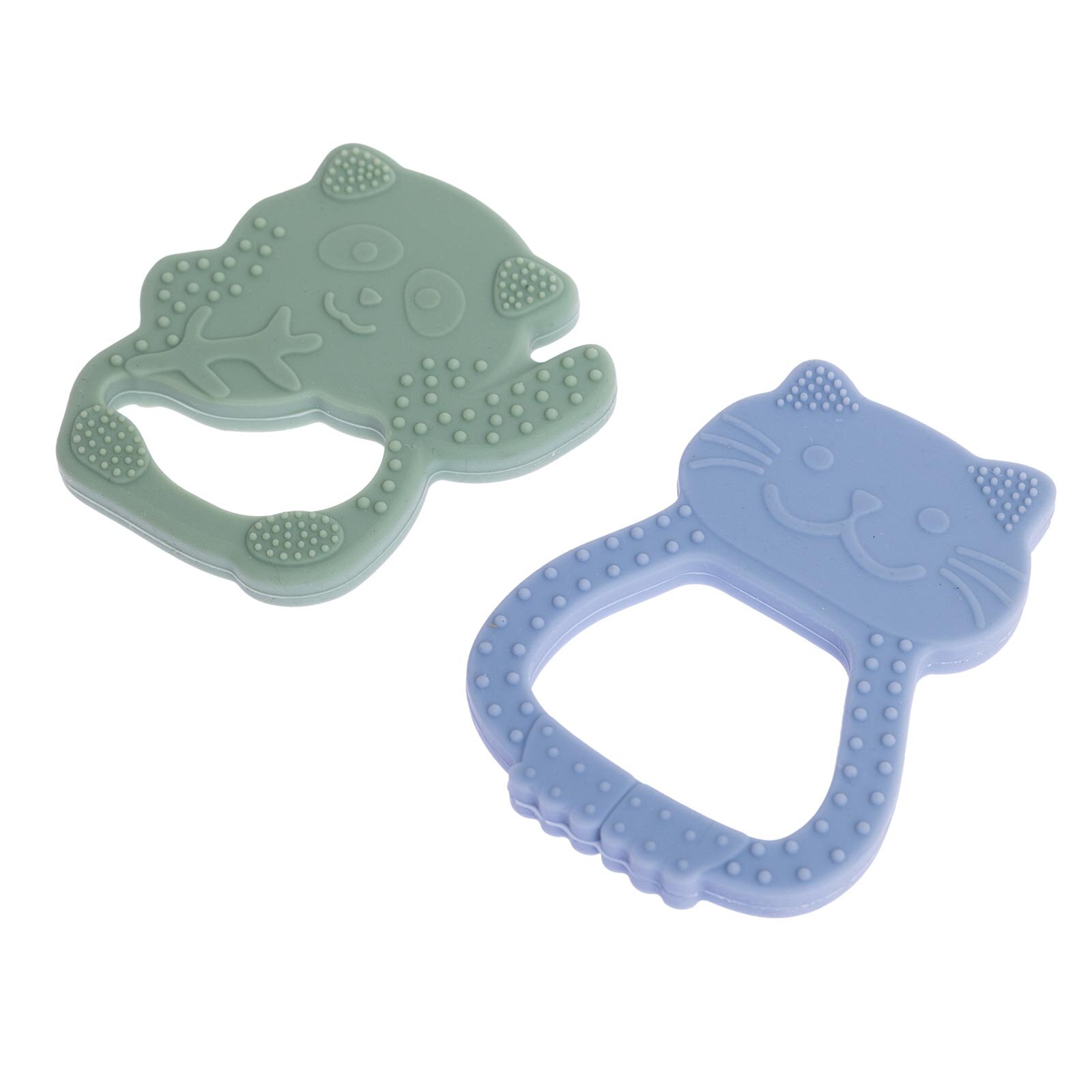 Besties Silikon Diş Kaşıyıcı Buz Mavisi Kedi & Yeşil Panda