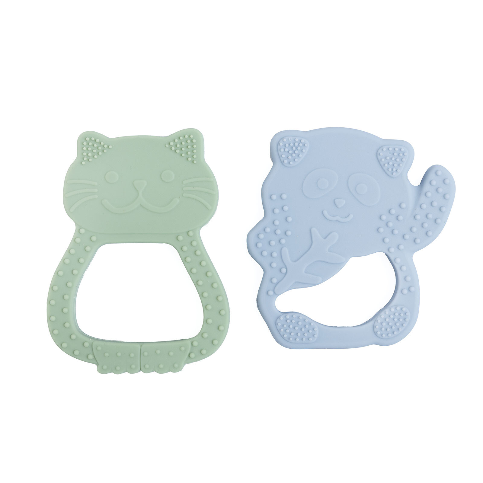 Besties Silikon Diş Kaşıyıcı Buz Mavisi Panda & Yeşil Kedi