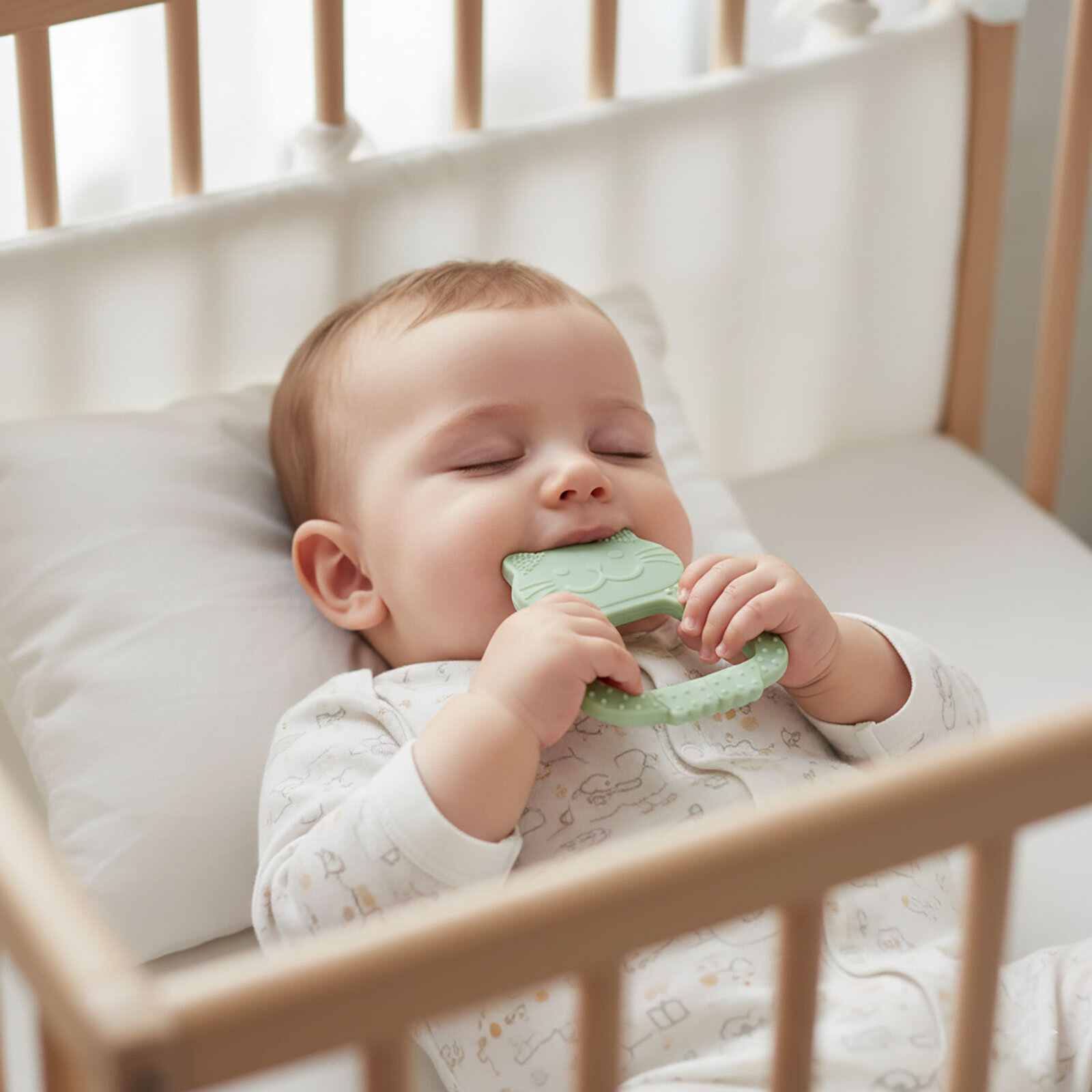 Besties Silikon Diş Kaşıyıcı Buz Mavisi Panda & Yeşil Kedi