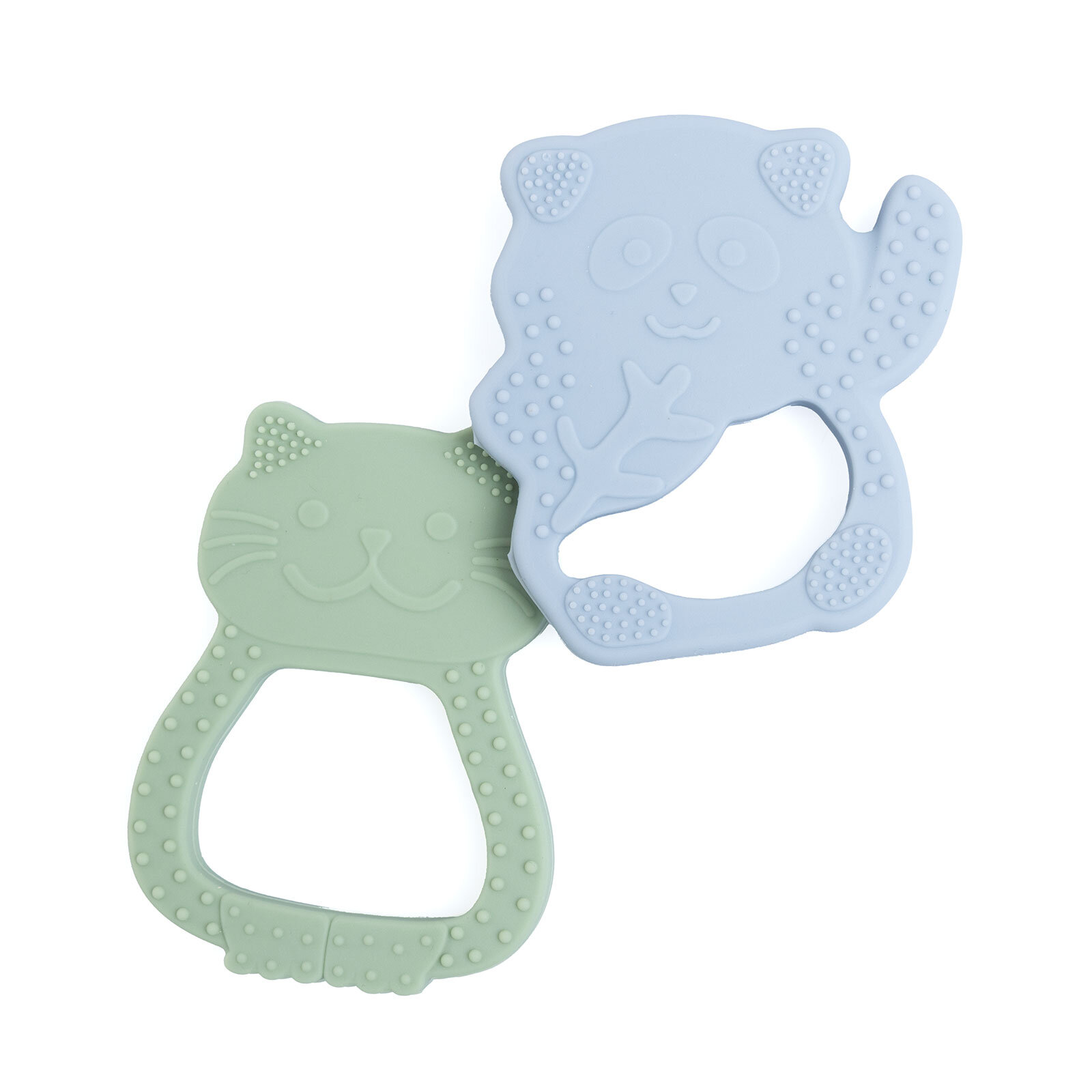 Besties Silikon Diş Kaşıyıcı Buz Mavisi Panda & Yeşil Kedi