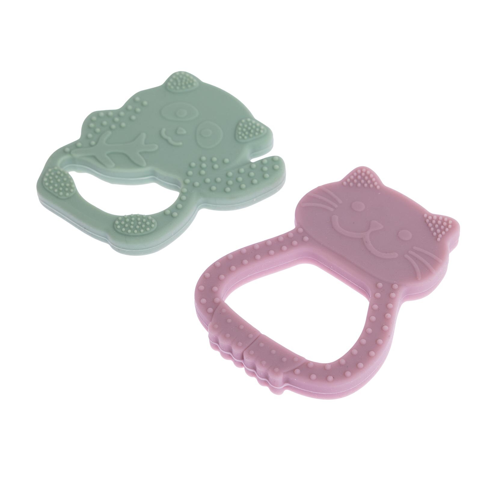 Besties Silikon Diş Kaşıyıcı Pembe Kedi & Yeşil Panda