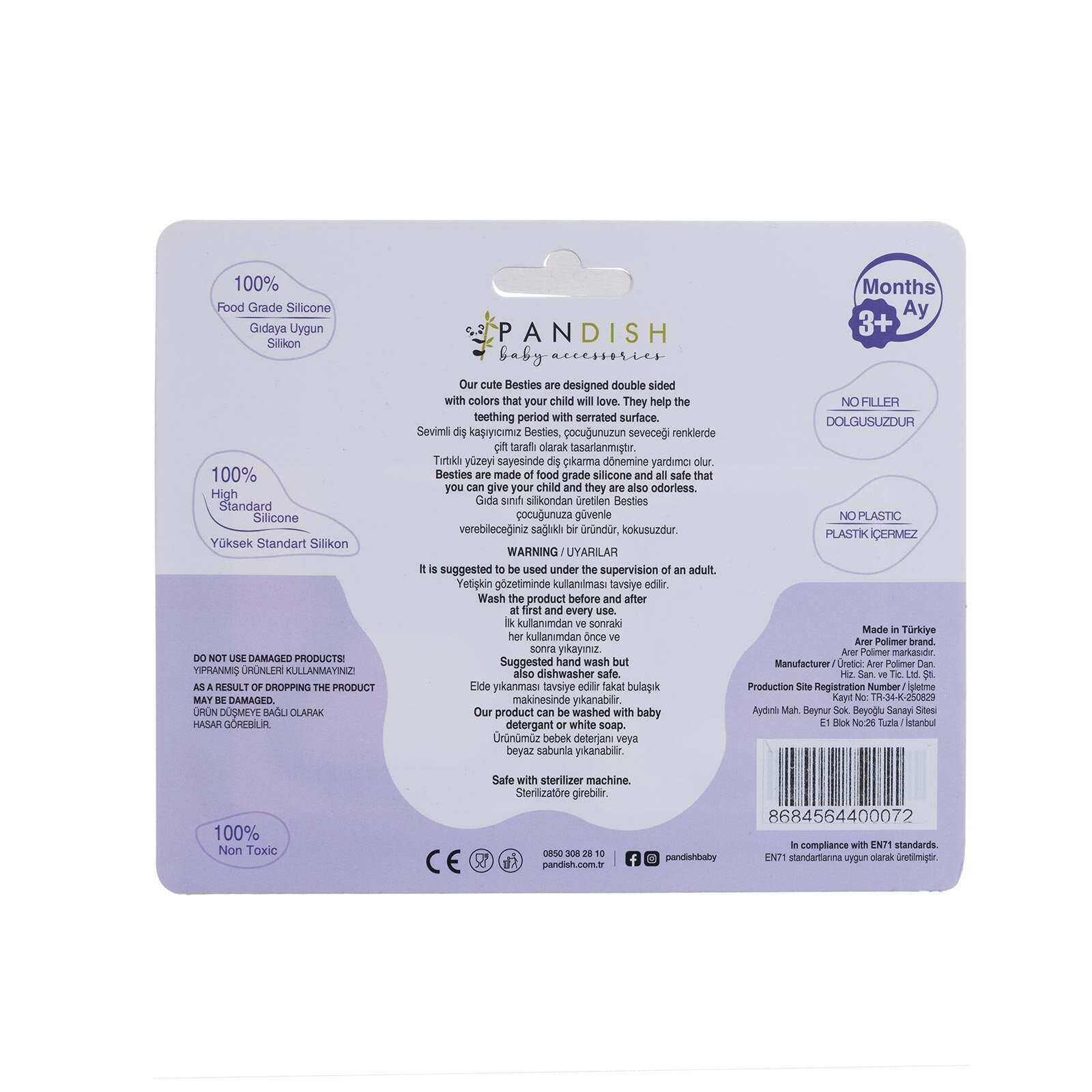 Besties Silikon Diş Kaşıyıcı Pembe Panda & Yeşil Kedi