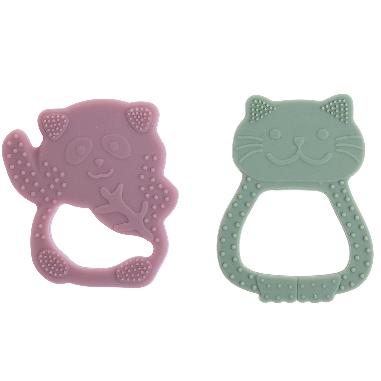 Besties Silikon Diş Kaşıyıcı Pembe Panda & Yeşil Kedi