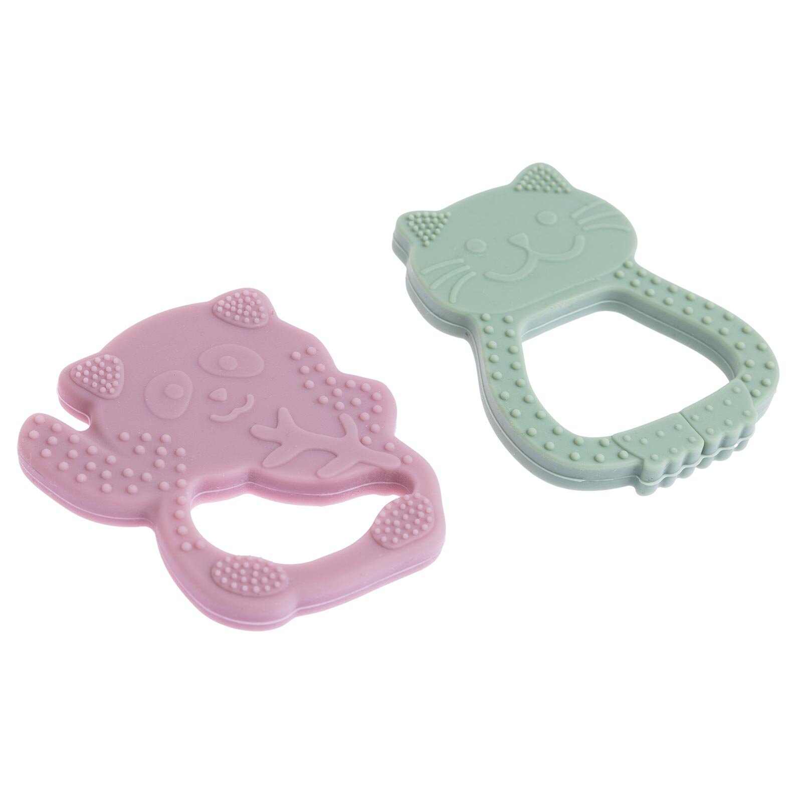 Besties Silikon Diş Kaşıyıcı Pembe Panda & Yeşil Kedi