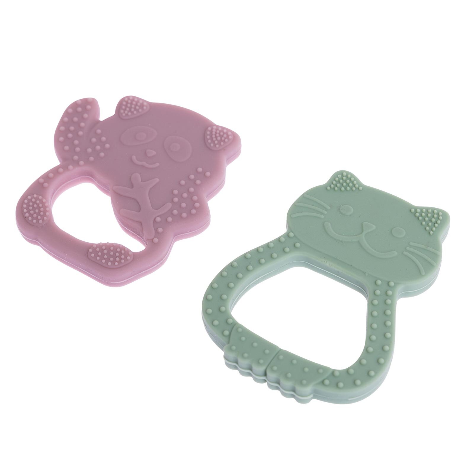 Besties Silikon Diş Kaşıyıcı Pembe Panda & Yeşil Kedi