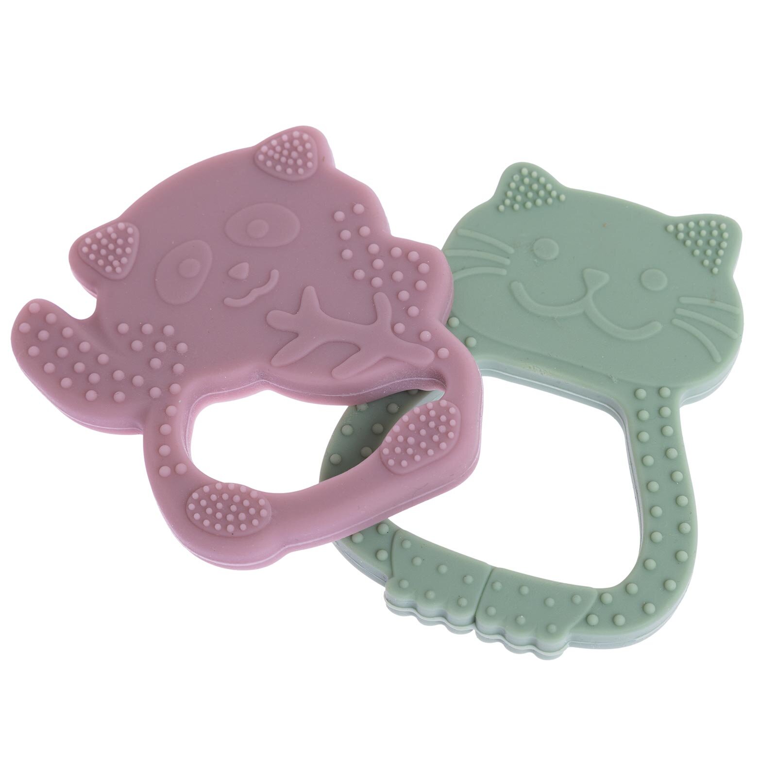 Besties Silikon Diş Kaşıyıcı Pembe Panda & Yeşil Kedi