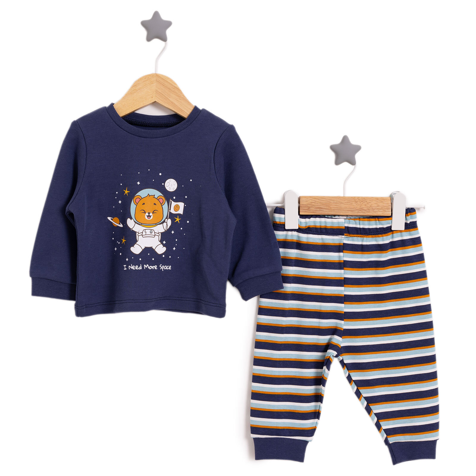 Erkek Bebek Pijama Takım İnterlok Hayvan Desenli Bisiklet Yaka Uzun Kol Lacivert Erkek Bebek Pijama Takım İnterlok Hayvan Desenli Bisiklet Yaka Uzun Kol Lacivert