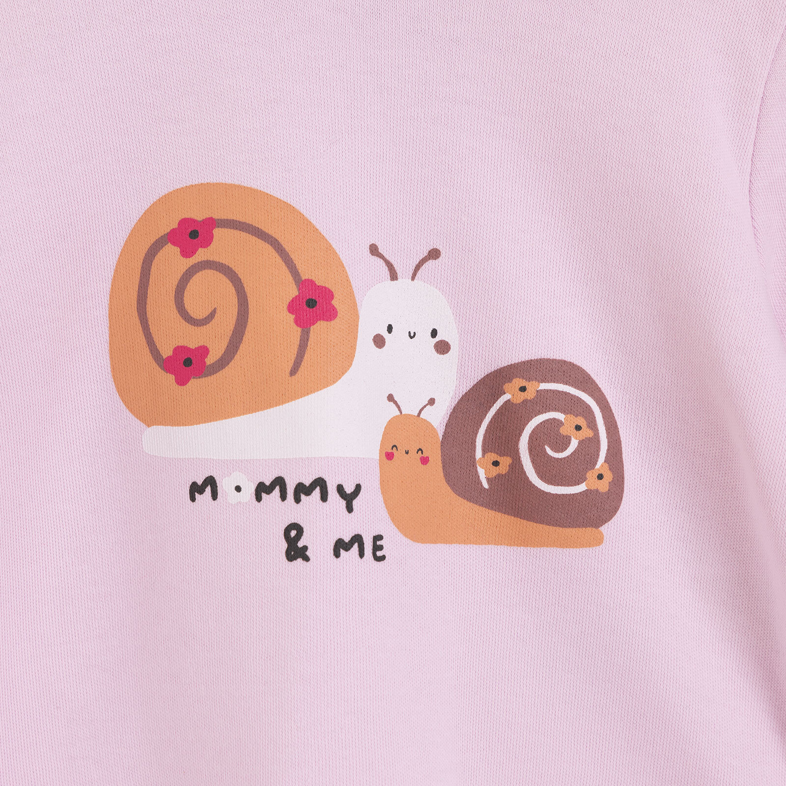 Kız Bebek Pijama Takım Salyangoz Desen Bisiklet Yaka Uzun Kol Lilla