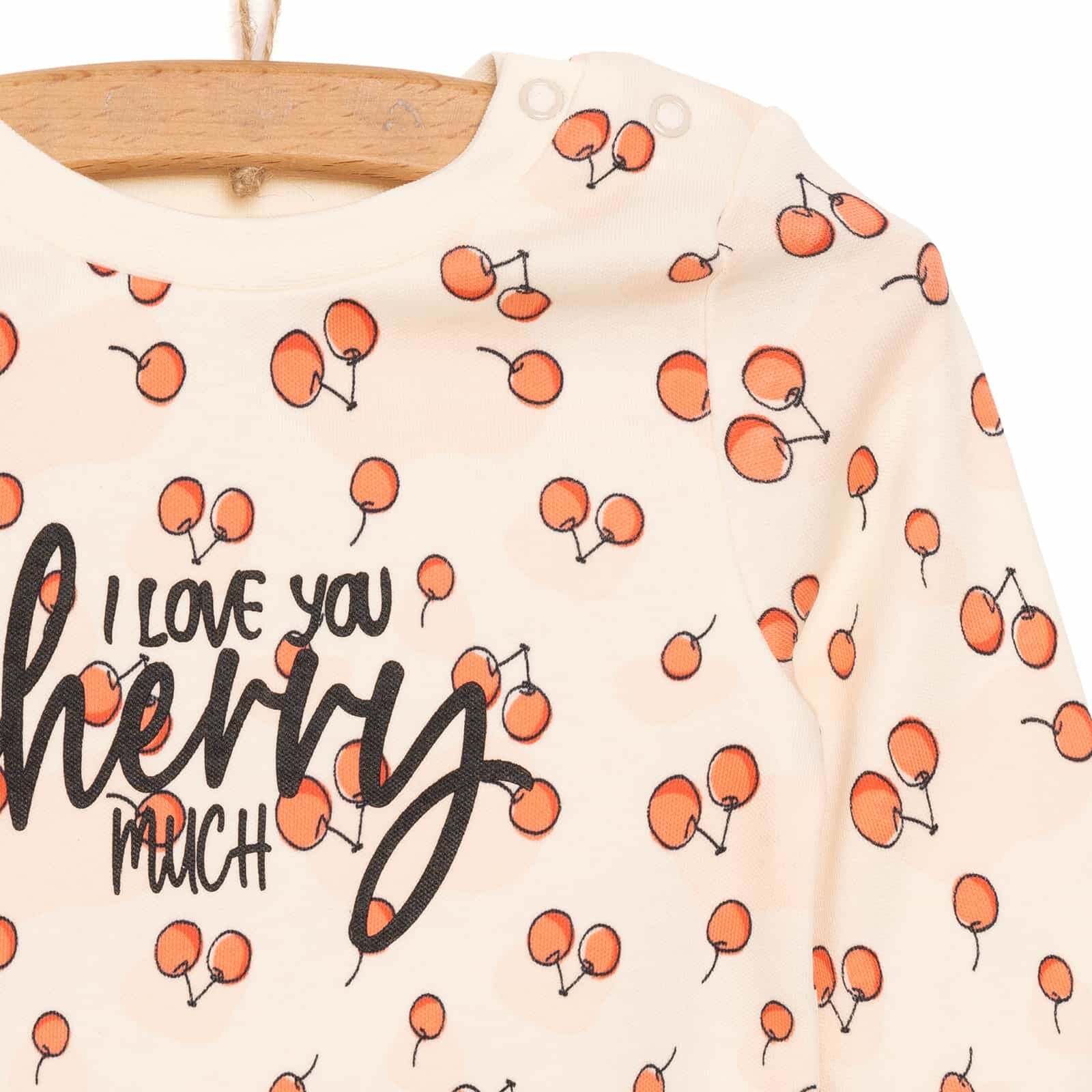 Kız Bebek Pijama Takım İnterlok Vişne Desen Çıtçıtlı Bisiklet Yaka Uzun Kol Pembe Kız Bebek Pijama Takım İnterlok Vişne Desen Çıtçıtlı Bisiklet Yaka Uzun Kol Pembe