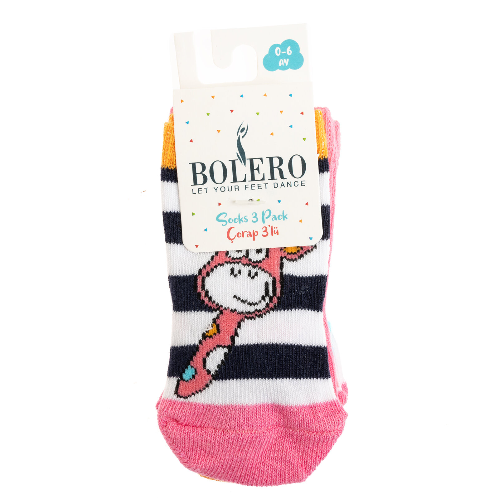 Bolero Desenli 3lü Kaydırmaz Çorap Kız Bebek