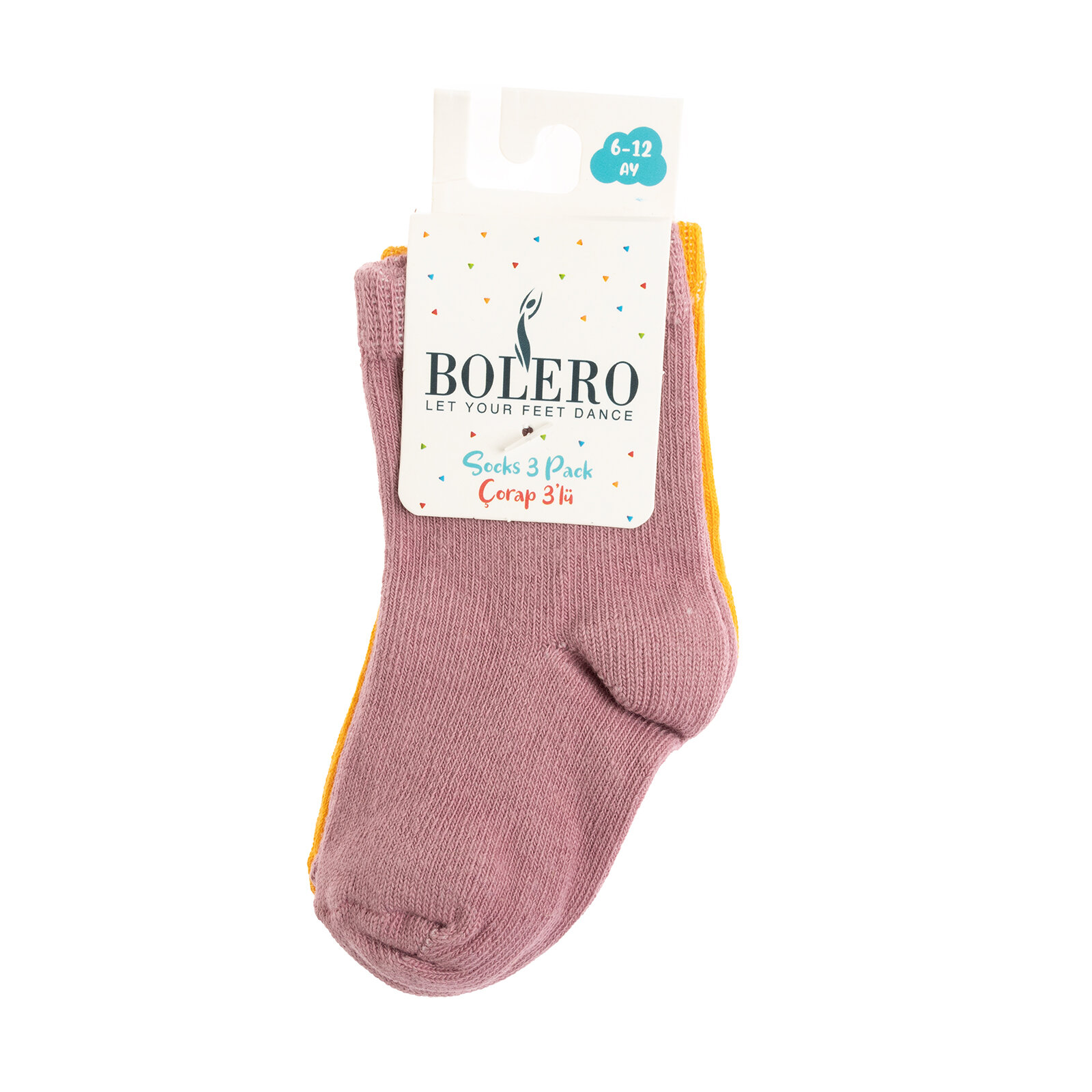 Bolero Düz 3lü Kaydırmaz Çorap Kız Bebek