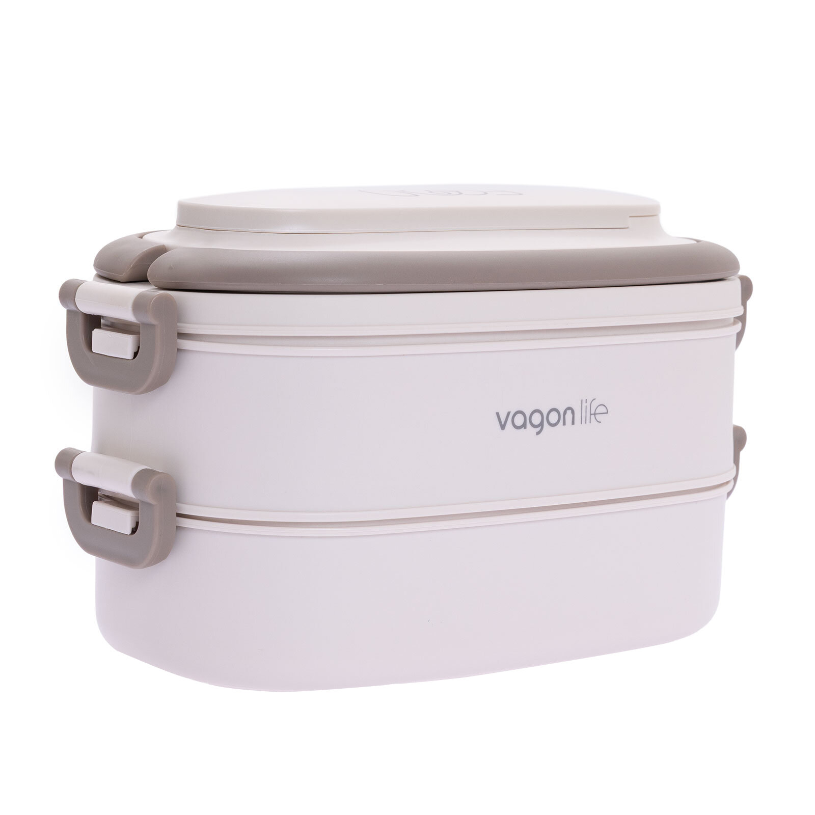 Bölmeli 2 katlı Paslanmaz Çelik Beslenme Kutusu 1140 ml Bej (çatal Kaşık ve atıştırmalı