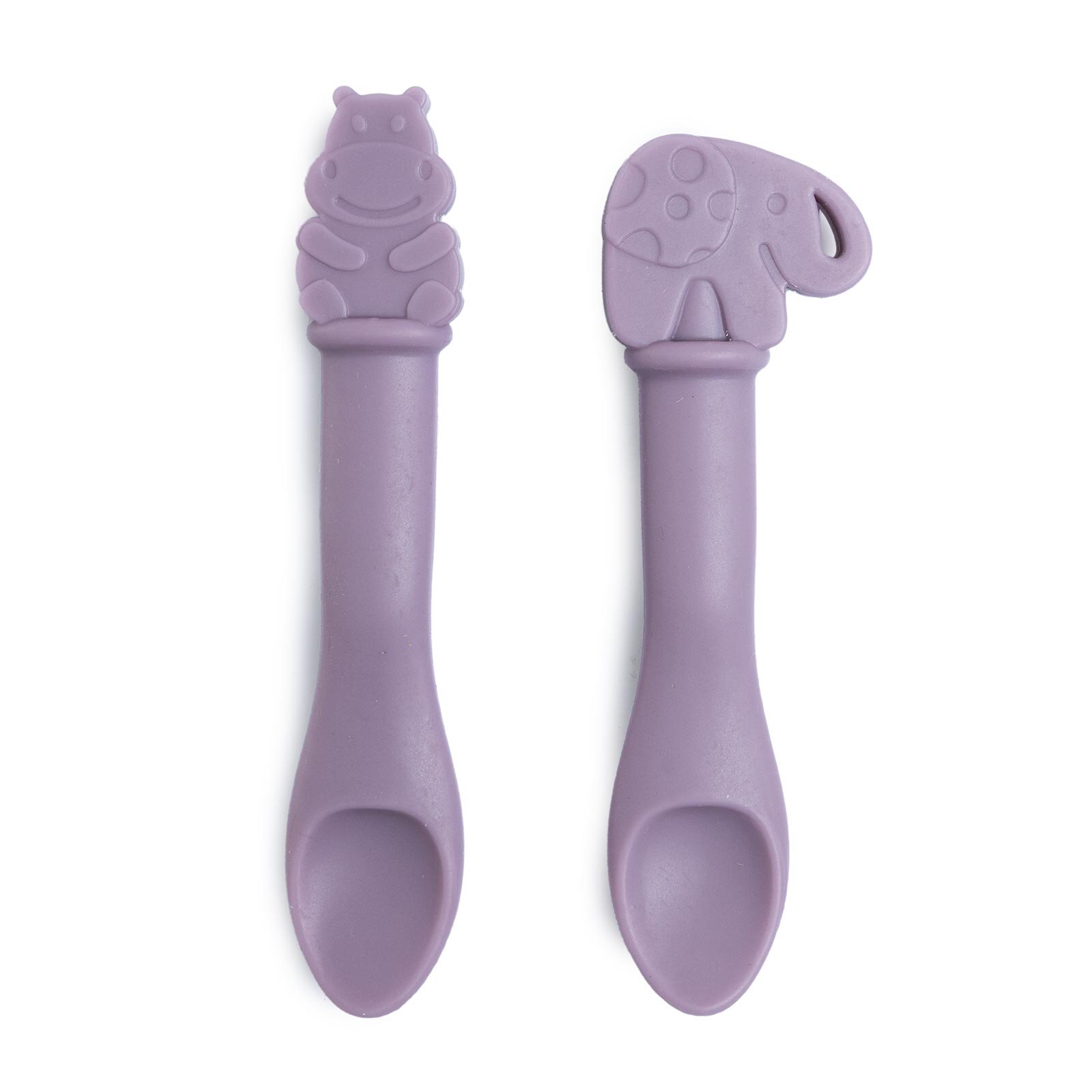 BudDy Silikon Kaşık 2'li Lila Hipopotam ve Fil