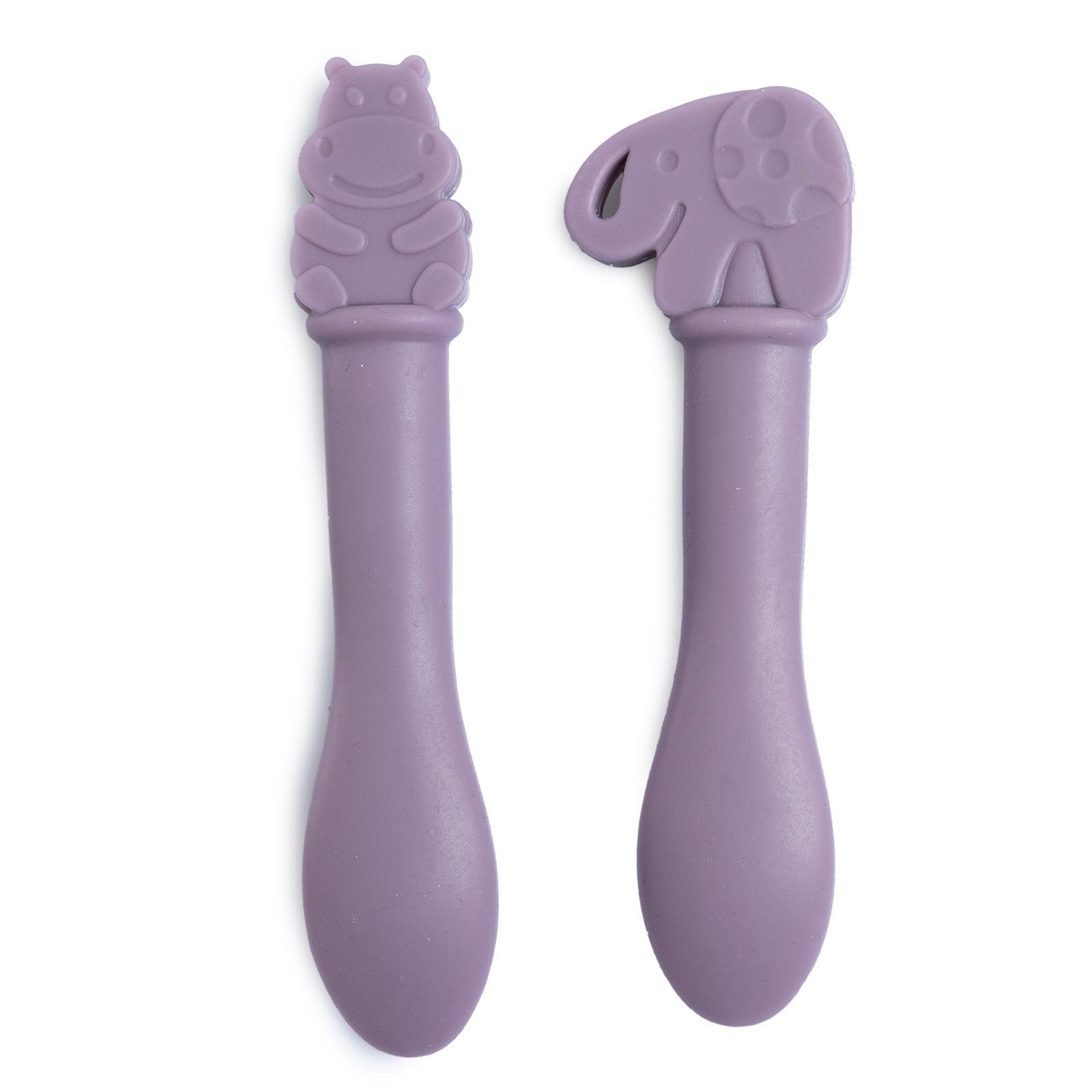 BudDy Silikon Kaşık 2'li Lila Hipopotam ve Fil