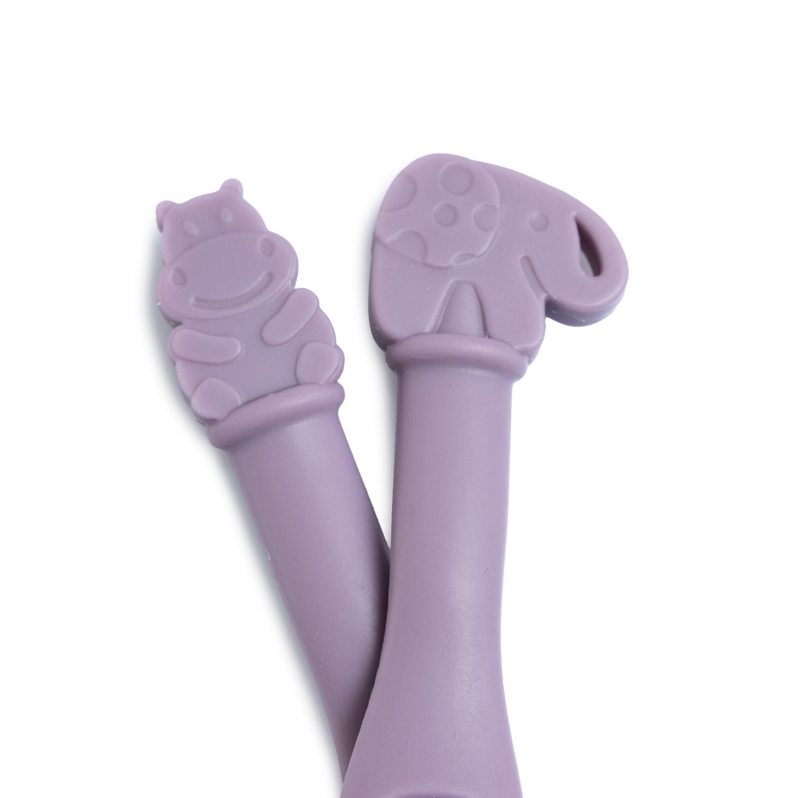 BudDy Silikon Kaşık 2'li Lila Hipopotam ve Fil