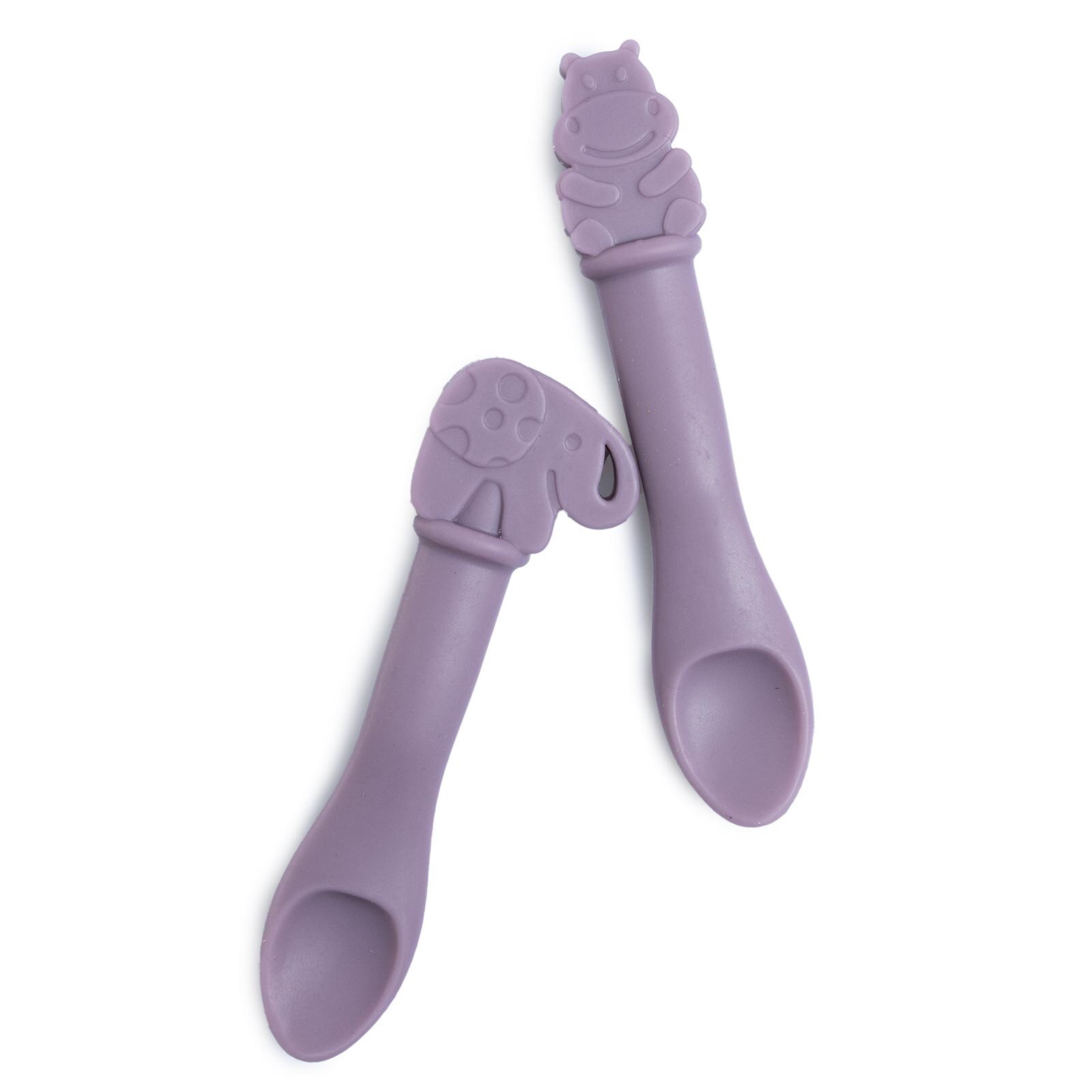 BudDy Silikon Kaşık 2'li Lila Hipopotam ve Fil