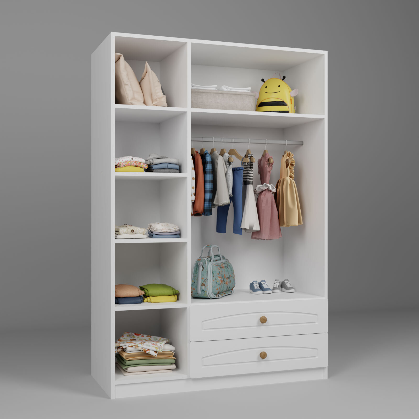 3 Kapılı ve 2 Çekmeceli Dolap Beyaz 3 Kapılı ve 2 Çekmeceli Dolap Beyaz