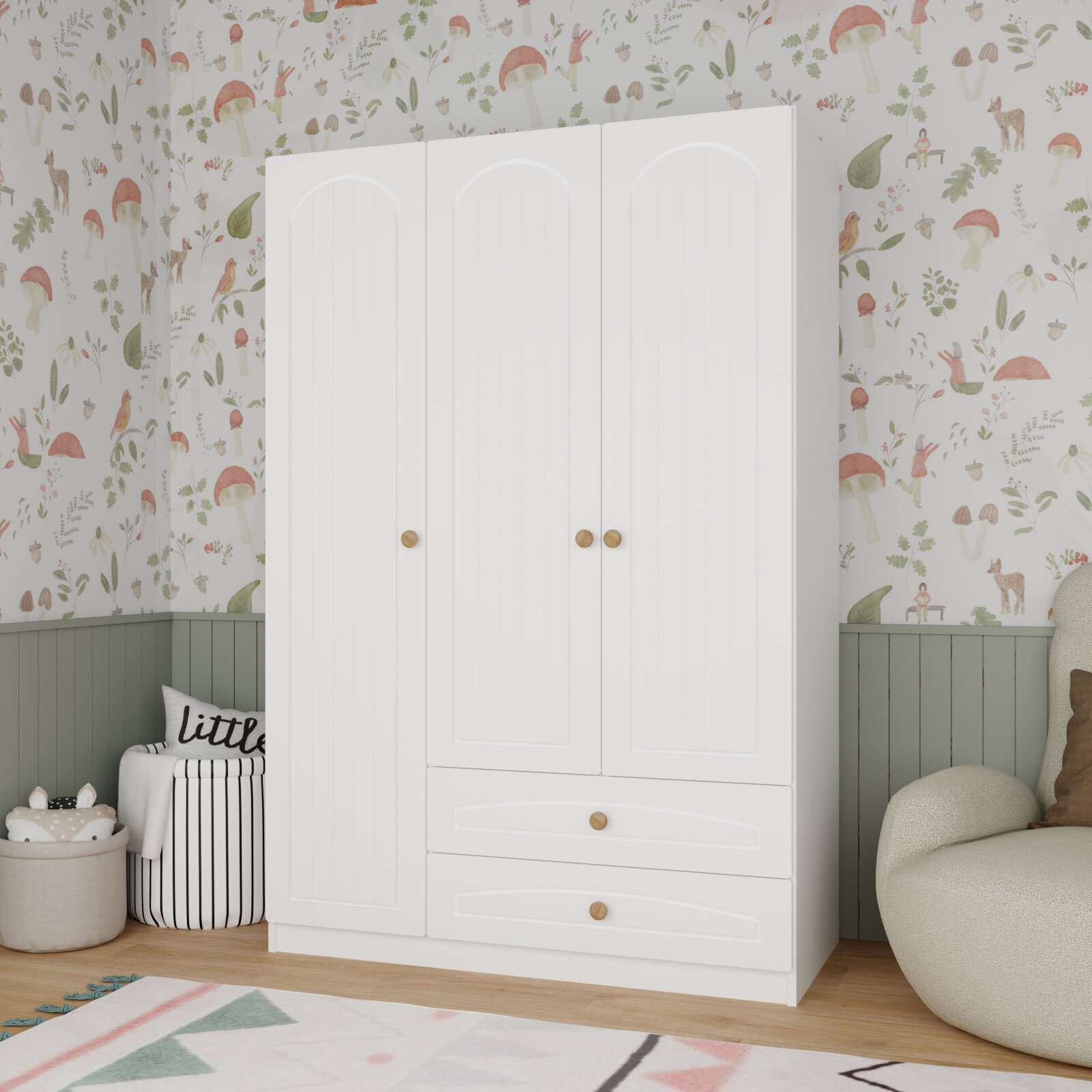 3 Kapılı ve 2 Çekmeceli Dolap Beyaz 3 Kapılı ve 2 Çekmeceli Dolap Beyaz