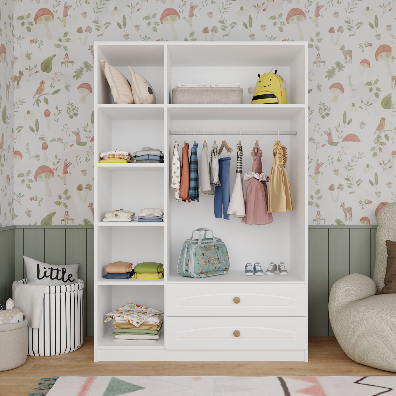 3 Kapılı ve 2 Çekmeceli Dolap Beyaz 3 Kapılı ve 2 Çekmeceli Dolap Beyaz