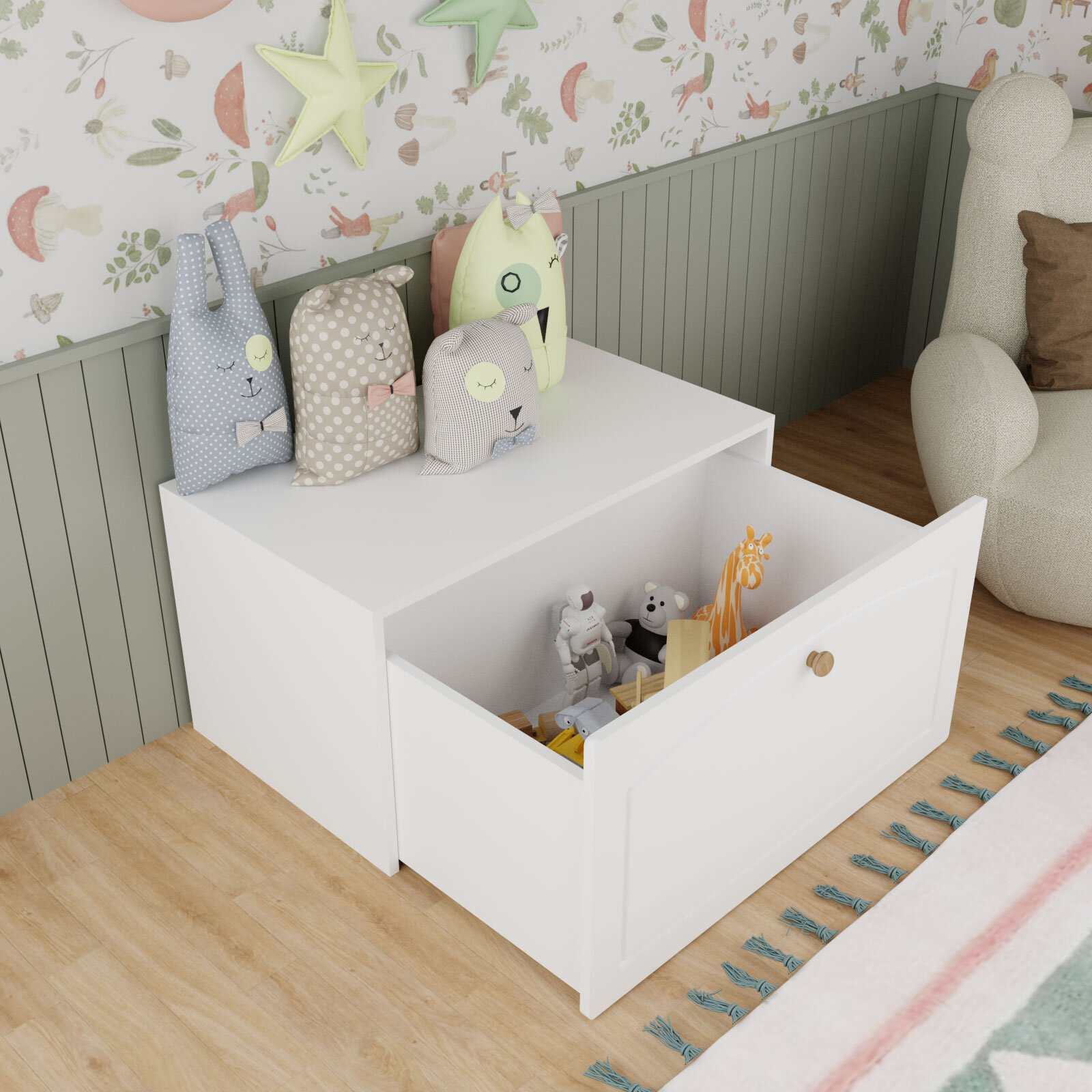 Montessori Çok Amaçlı Çekmece/Masa Beyaz