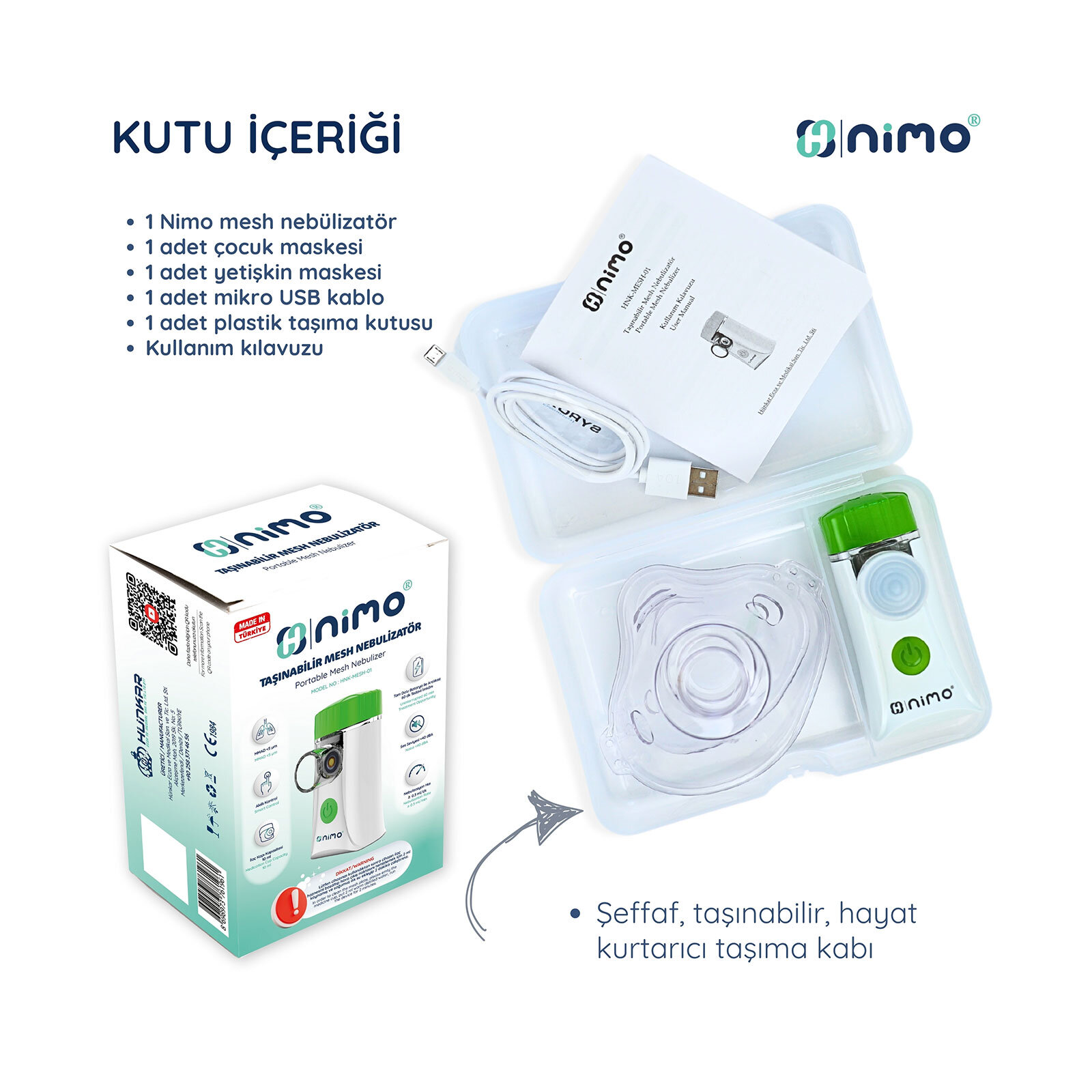 Nimo Taşınabilir Mesh Nebulizatör Nimo Taşınabilir Mesh Nebulizatör