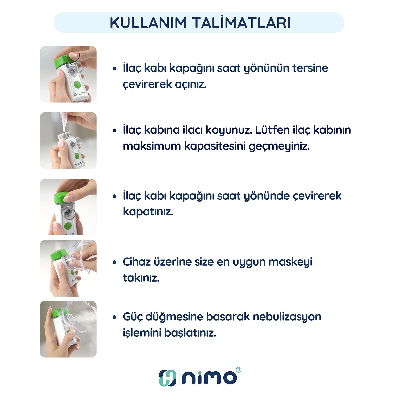 Nimo Taşınabilir Mesh Nebulizatör Nimo Taşınabilir Mesh Nebulizatör