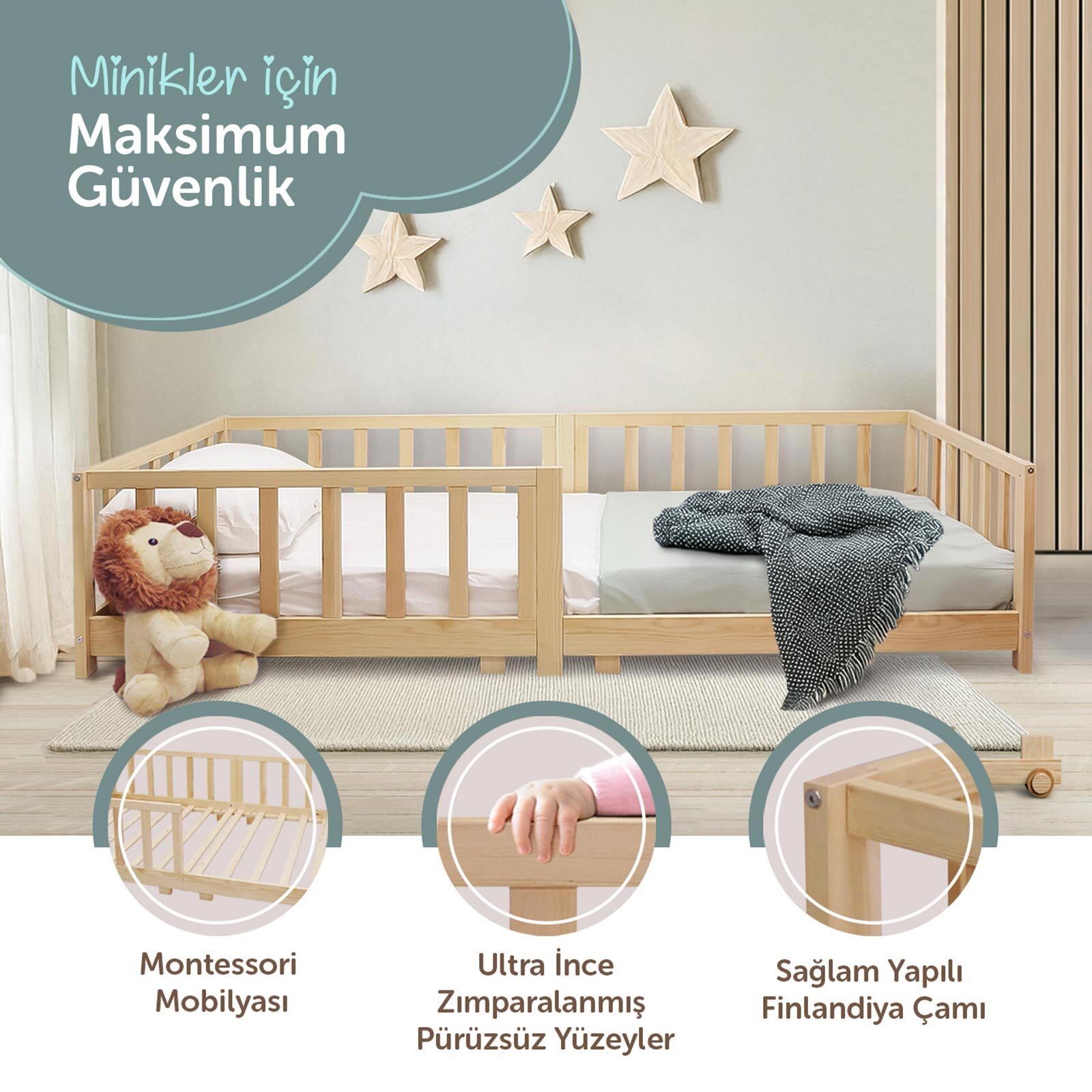 Montessori Çatısız Karyola 90x190 cm