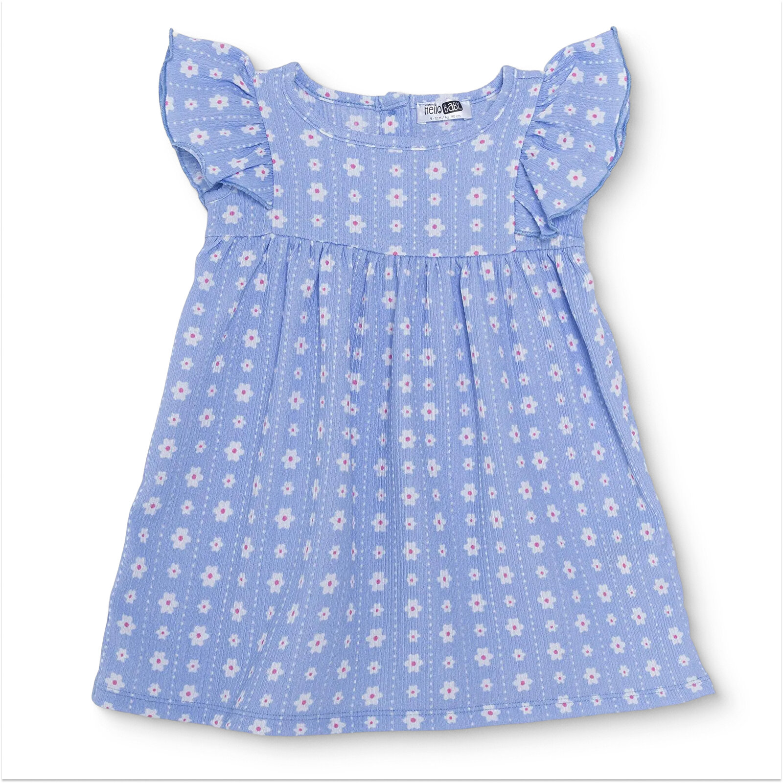 Kız Bebek Cherry Elbise Modelli Yaka Kısa Kol Reçme Paça