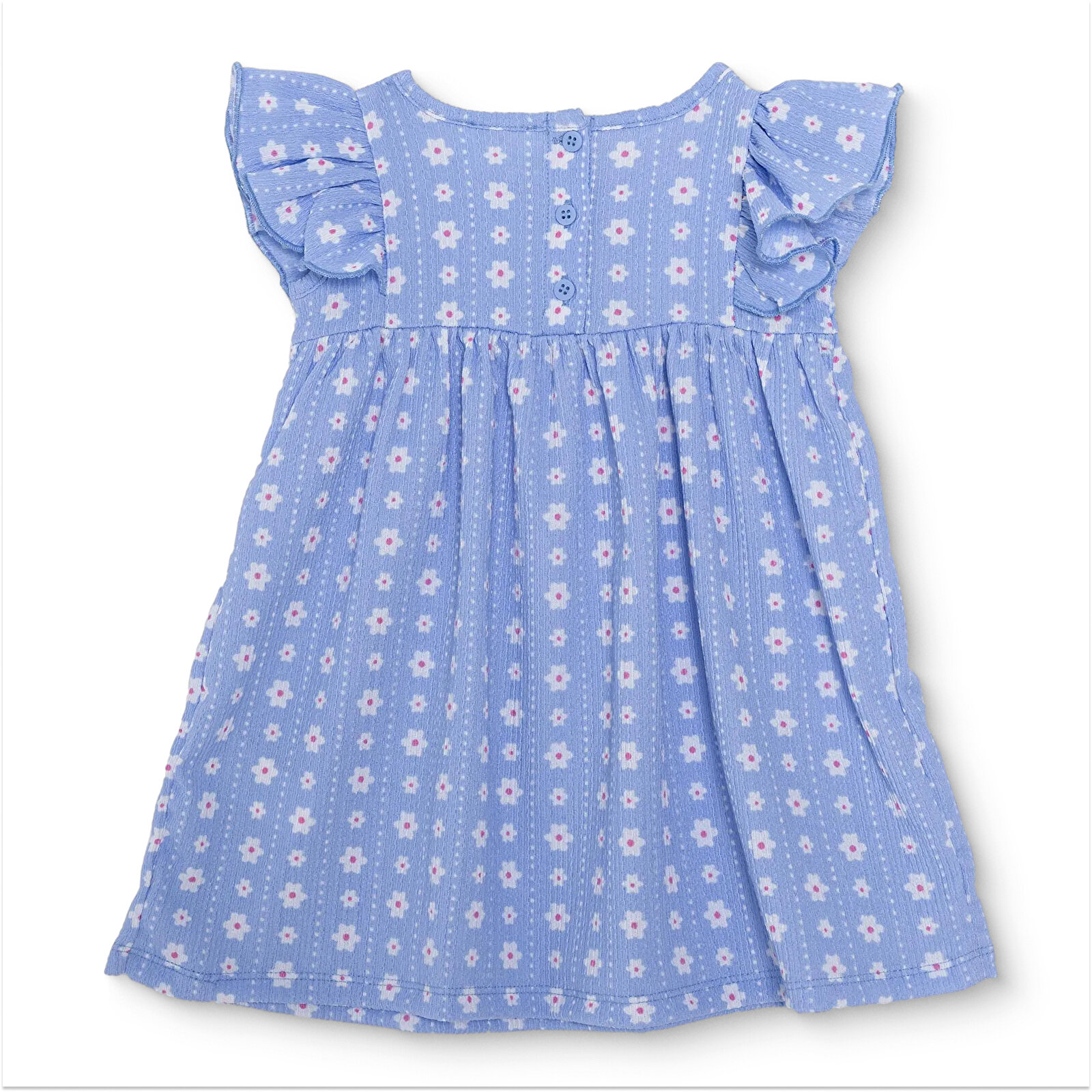 Kız Bebek Cherry Elbise Modelli Yaka Kısa Kol Reçme Paça