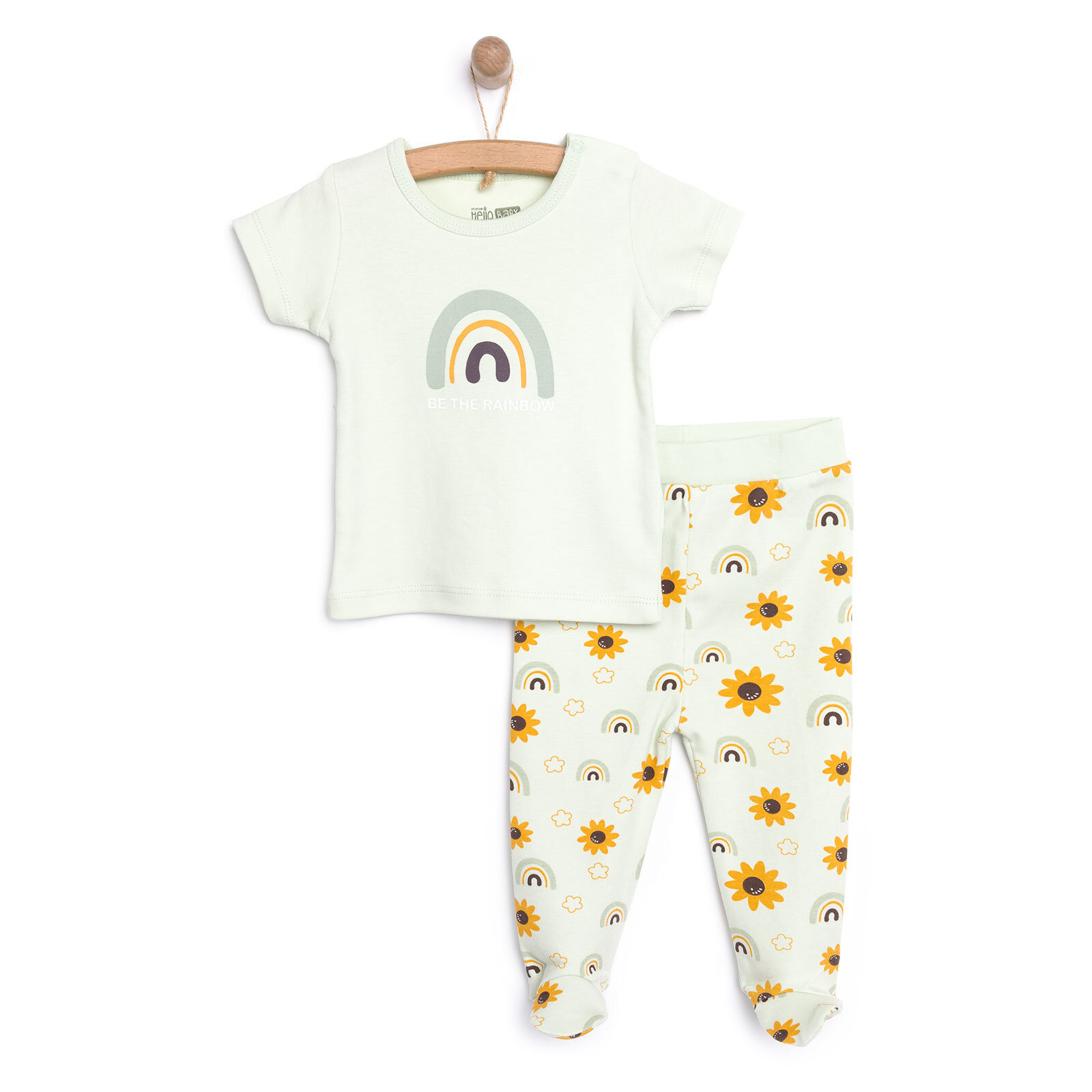 Çiçek Baskılı Yenidoğan  Kız Tshirt-Patikli Alt Kız Bebek