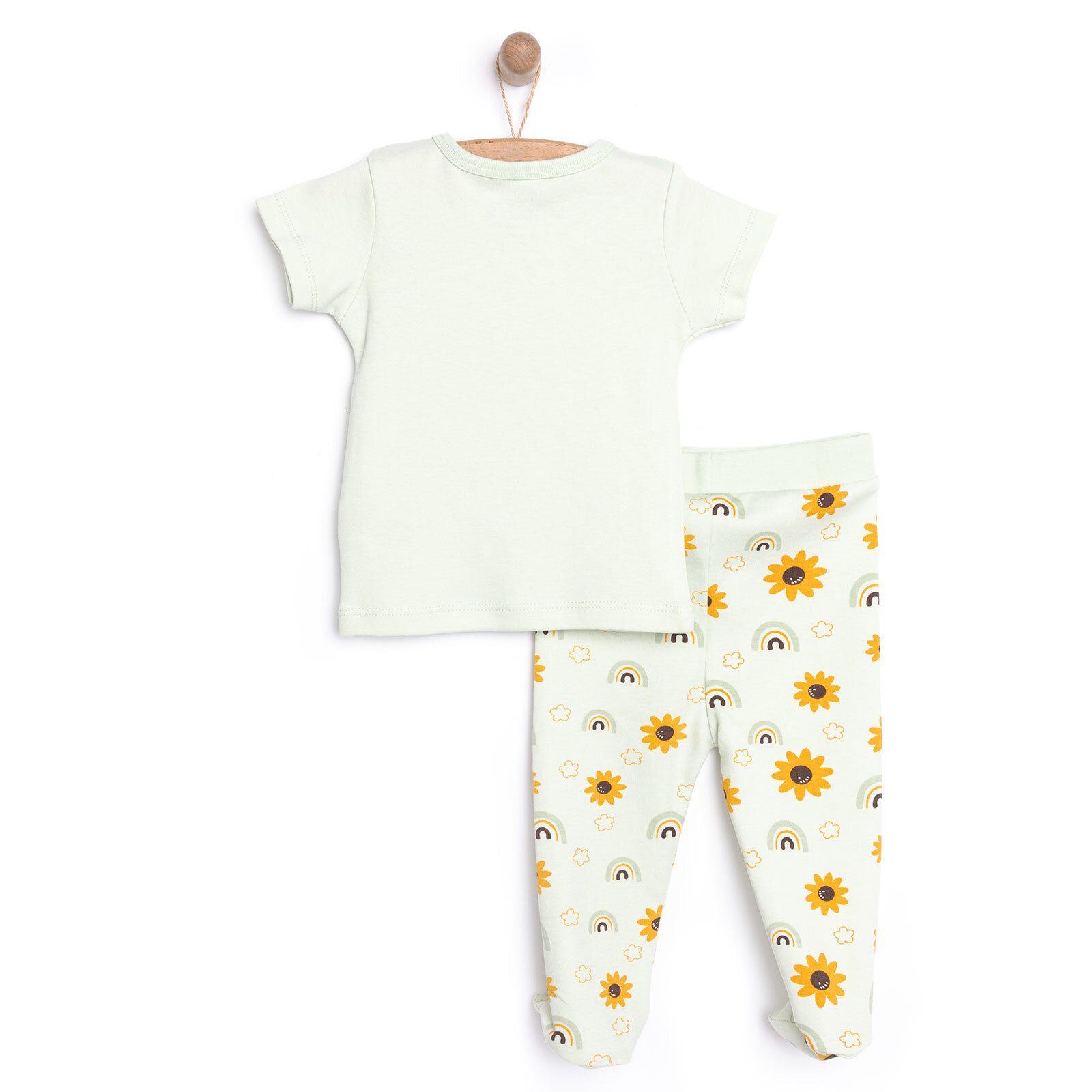 Çiçek Baskılı Yenidoğan  Kız Tshirt-Patikli Alt Kız Bebek