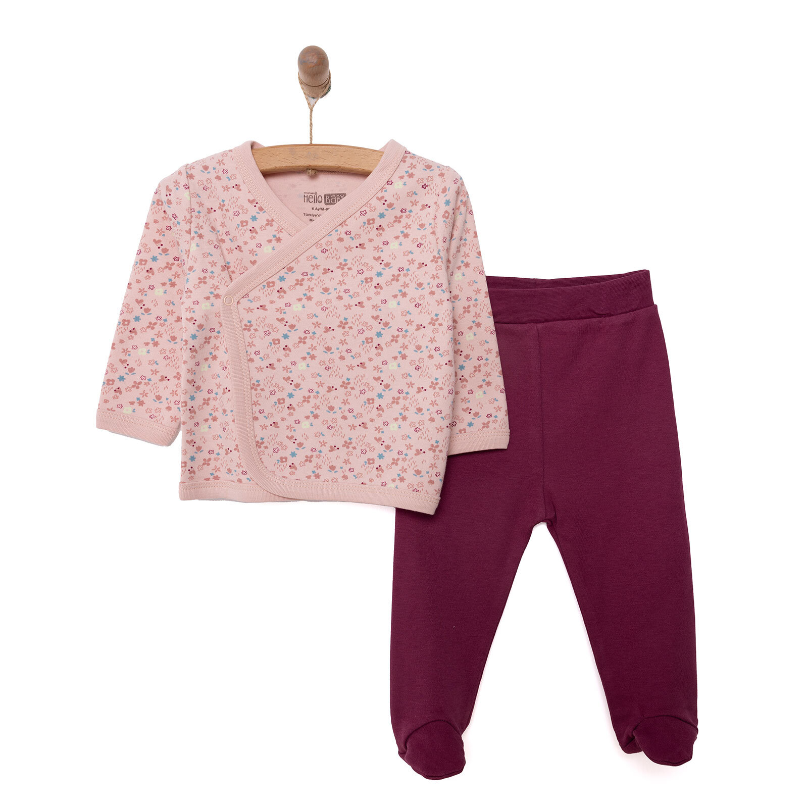 Çiçek Baskılı Yenidoğan Zıbın-Patikli Alt Kız Bebek