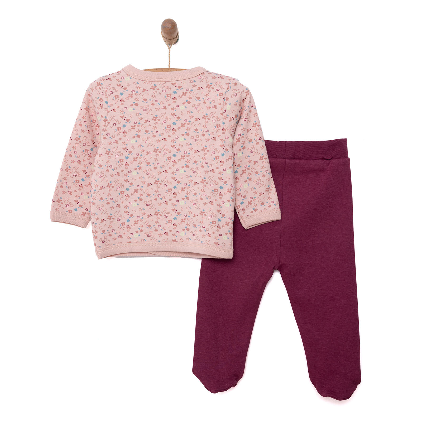 Çiçek Baskılı Yenidoğan Zıbın-Patikli Alt Kız Bebek