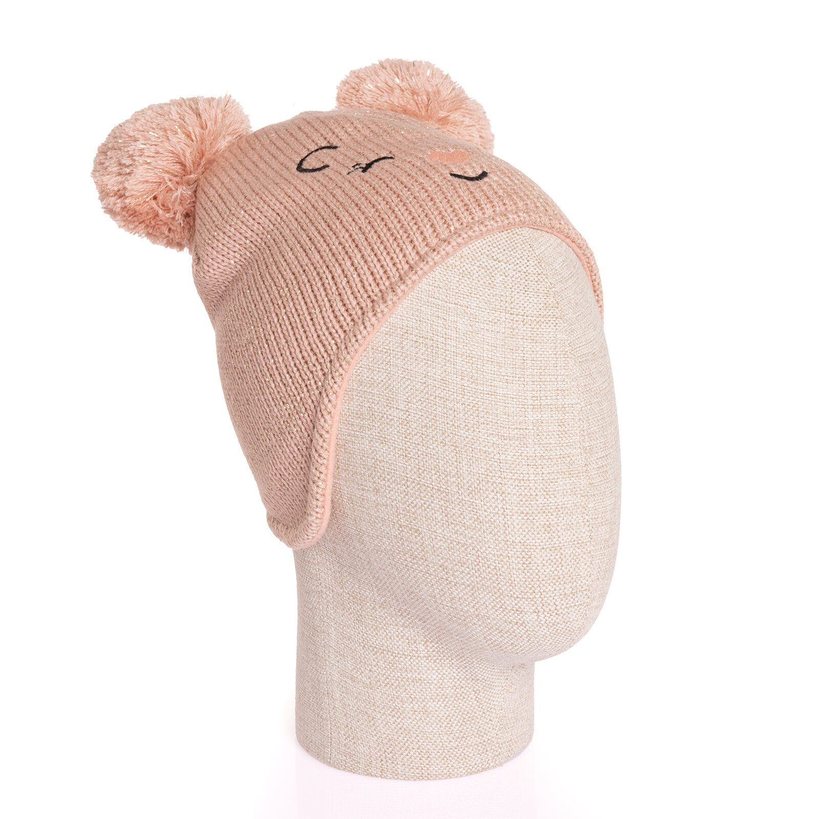 Çift Ponponlu Hayvan Figür Nakışlı Triko Bere Unisex