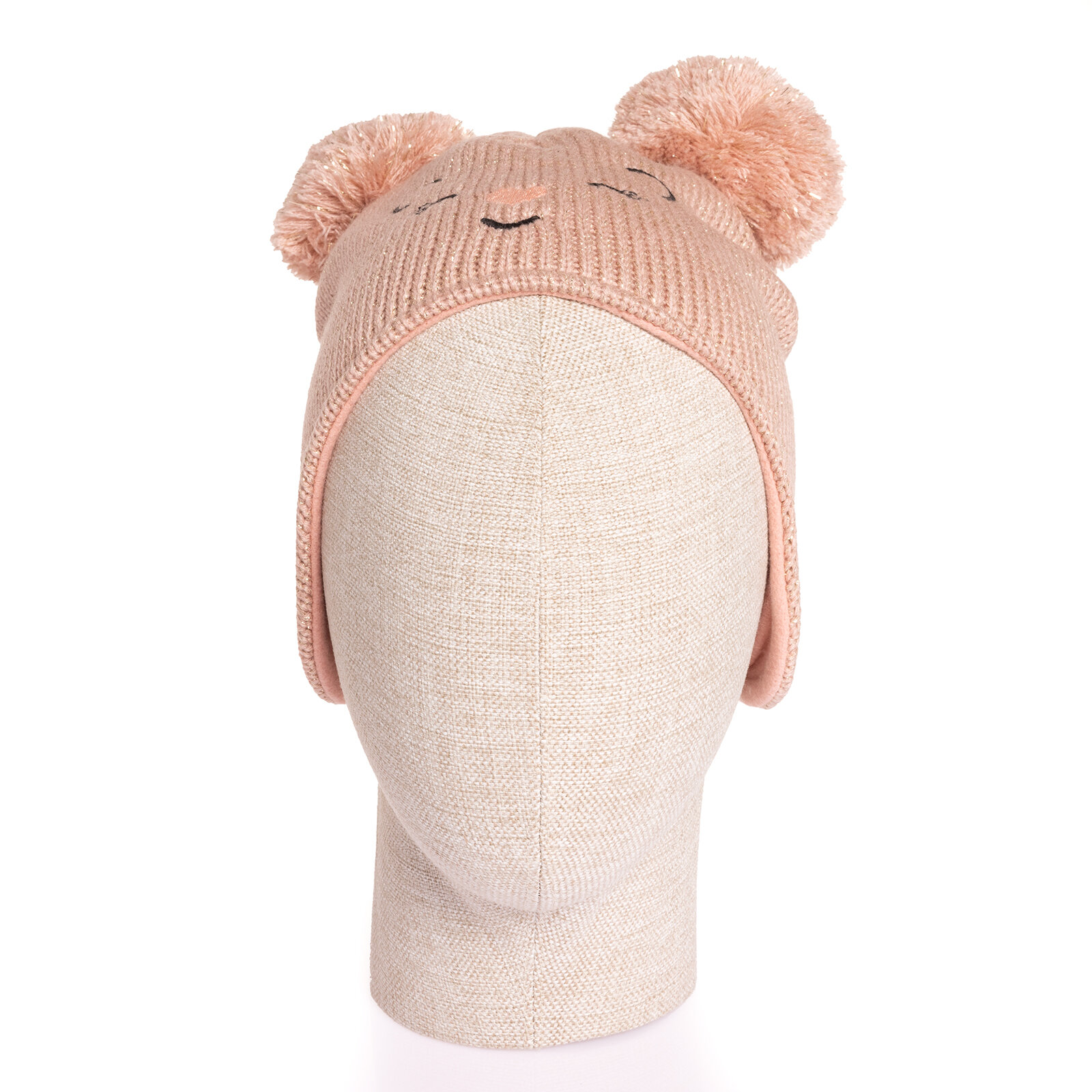 Çift Ponponlu Hayvan Figür Nakışlı Triko Bere Unisex