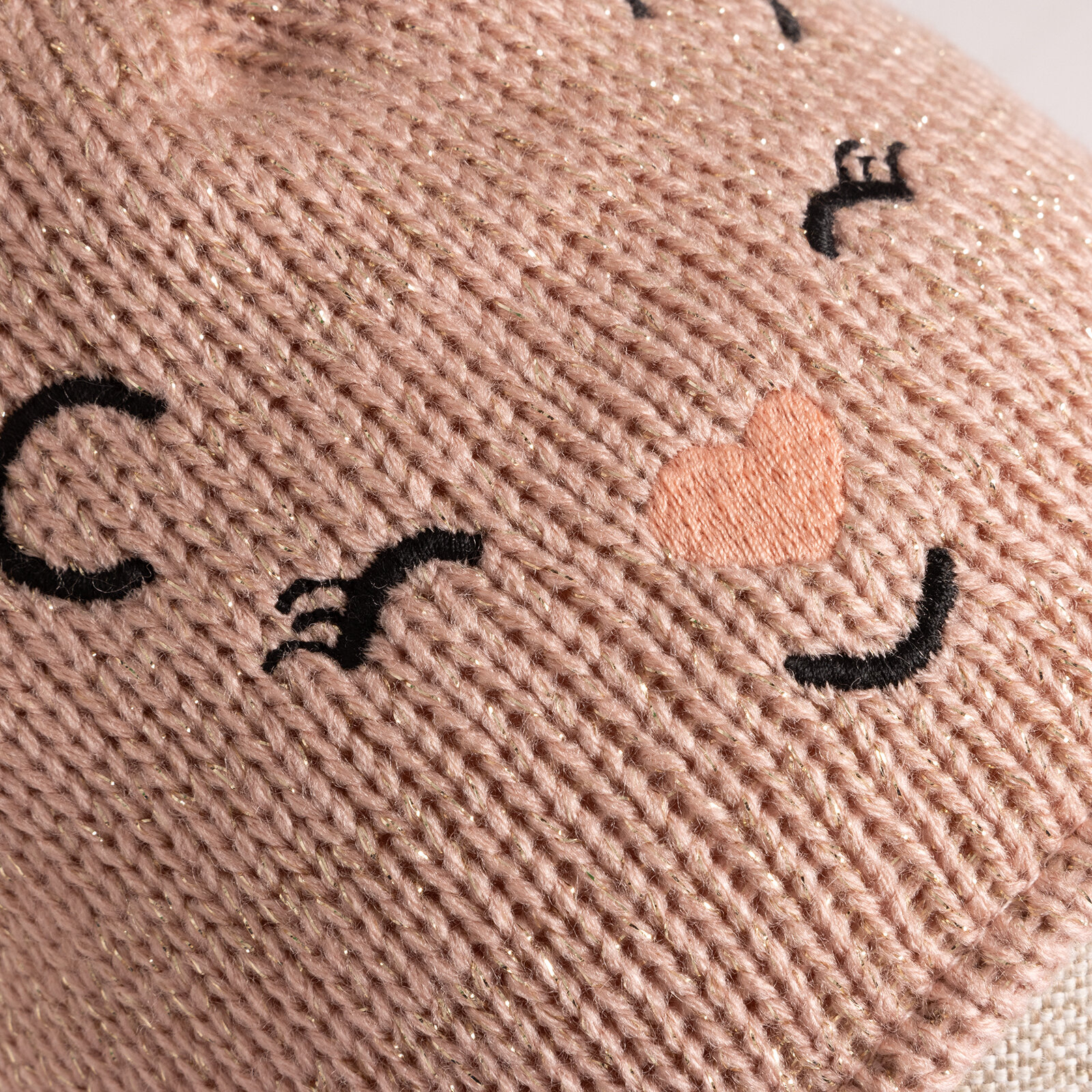 Çift Ponponlu Hayvan Figür Nakışlı Triko Bere Unisex