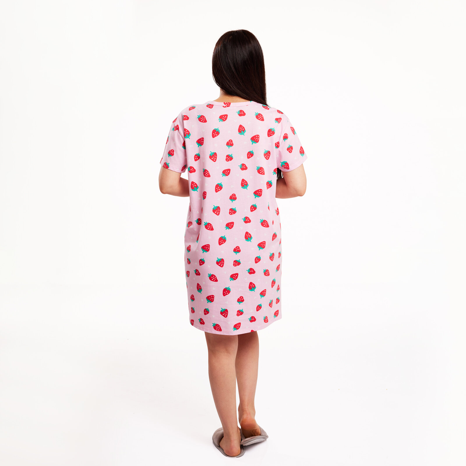 Çilek Desenli  Gecelik Anne Giyim