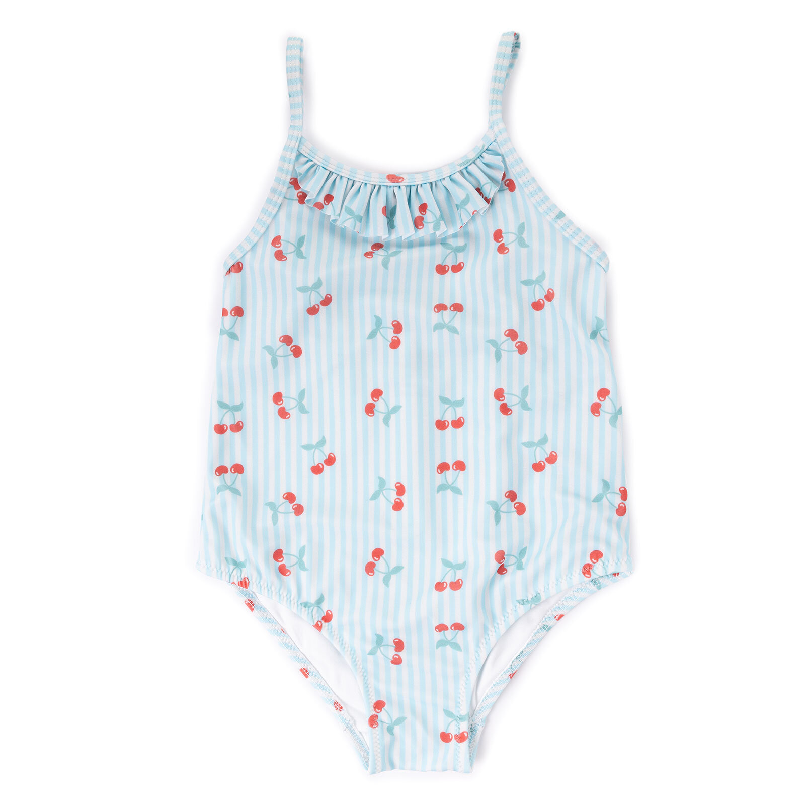 Çizgili Kiraz Desenli Kız Mayo Kız Bebek