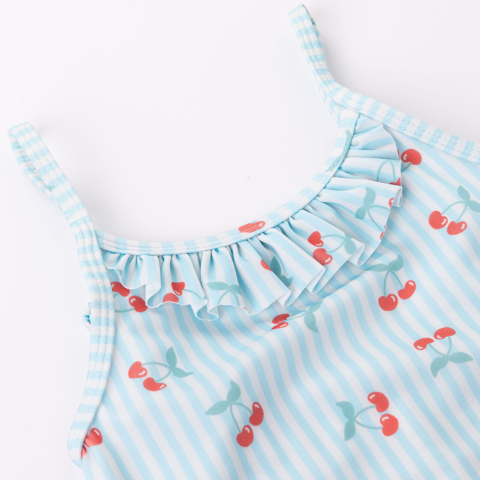 Çizgili Kiraz Desenli Kız Mayo Kız Bebek