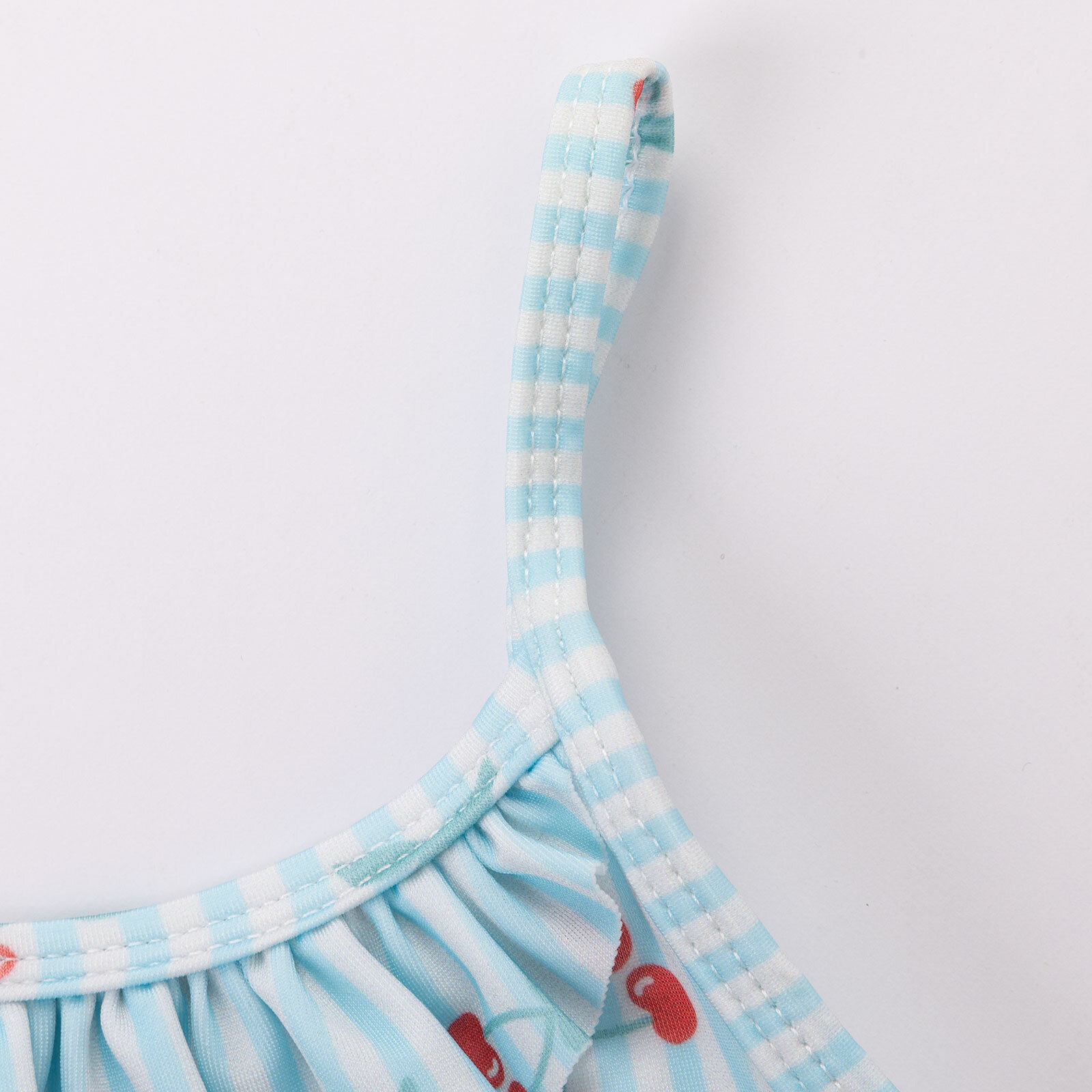 Çizgili Kiraz Desenli Kız Mayo Kız Bebek