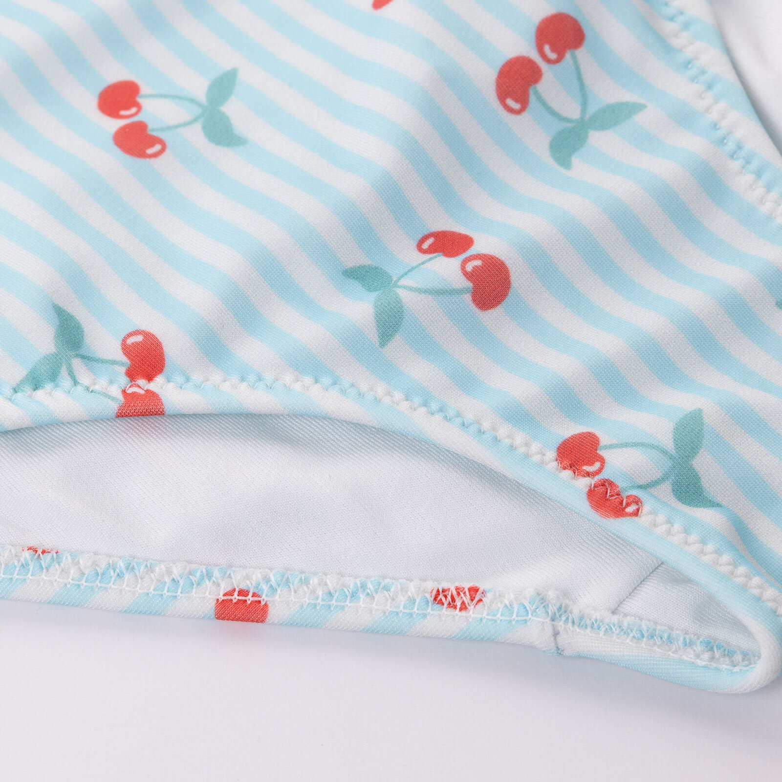 Çizgili Kiraz Desenli Kız Mayo Kız Bebek