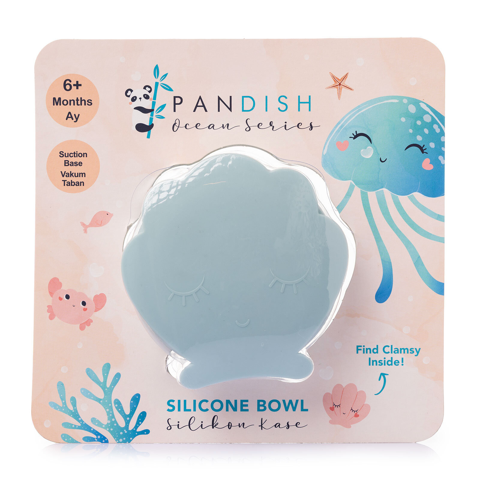 Clamsy Silikon Vakumlu Kapaklı Kase Bluish Clamsy Silikon Vakumlu Kapaklı Kase Bluish