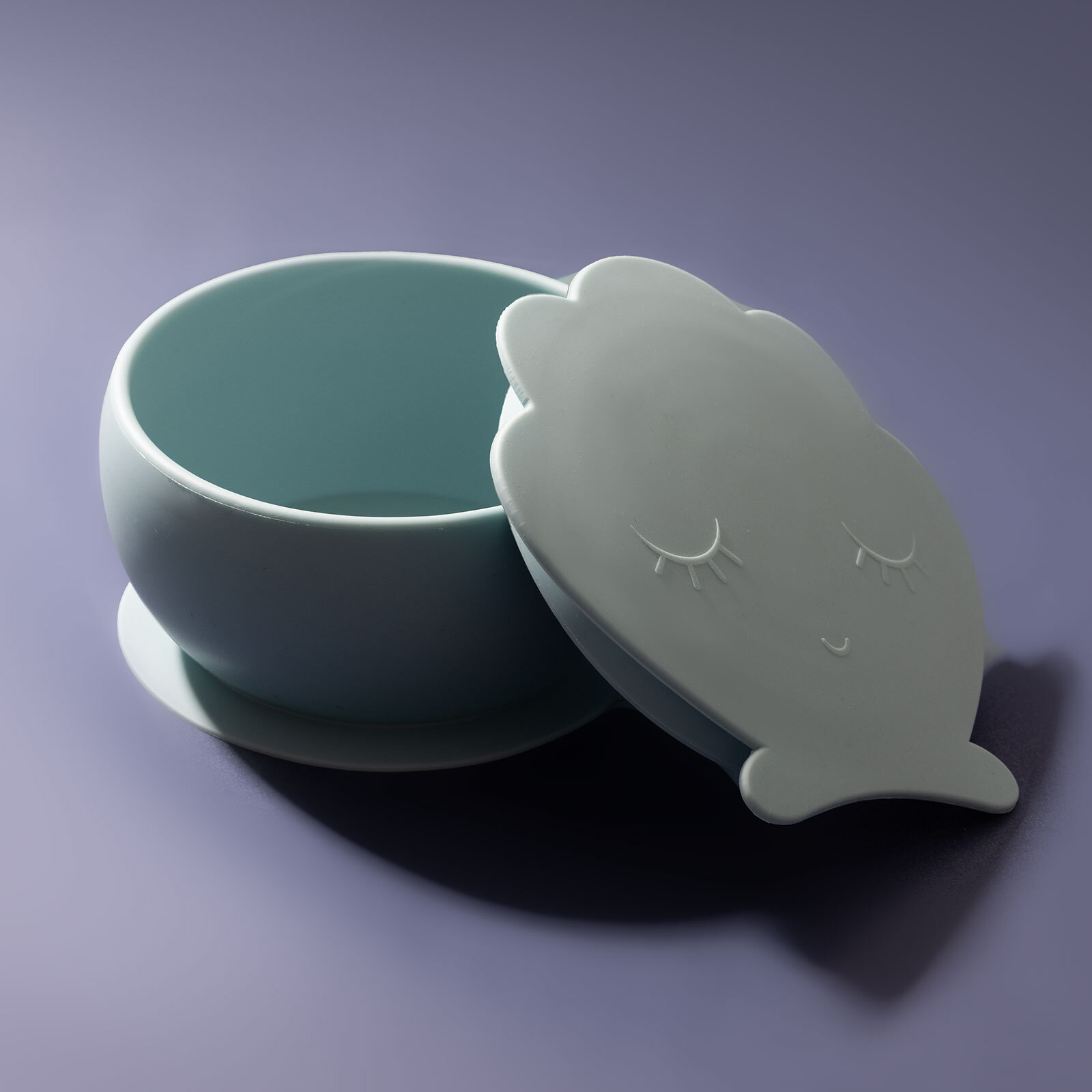 Clamsy Silikon Vakumlu Kapaklı Kase Bluish