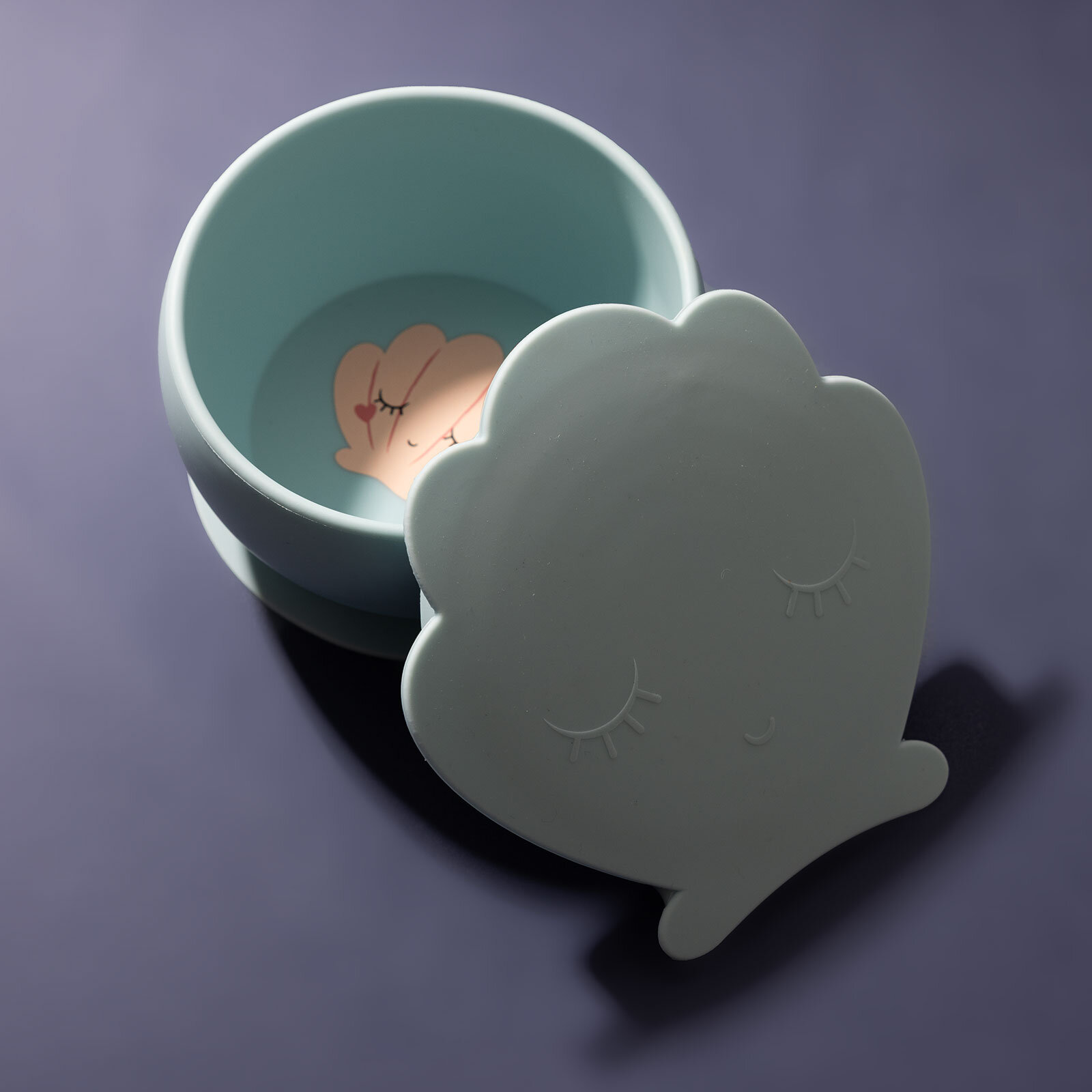 Clamsy Silikon Vakumlu Kapaklı Kase Bluish